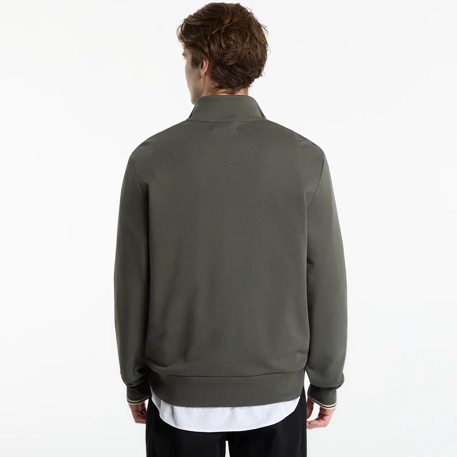 Hoodies für Männer FRED PERRY Half Zip Sweatshirt Field  Green/ Oat Meal