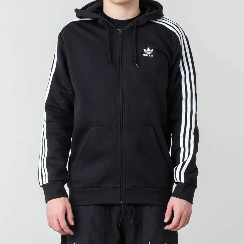 Hanorac adidas Originals 3-Stripes FZ Hoodie Black