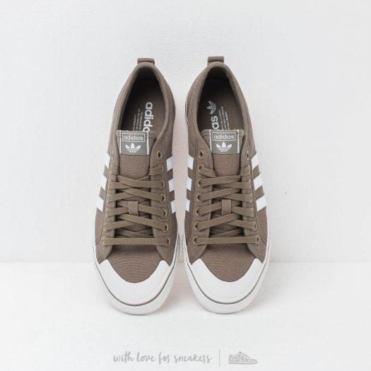 Adidas originals khaki top and white nizza trainers