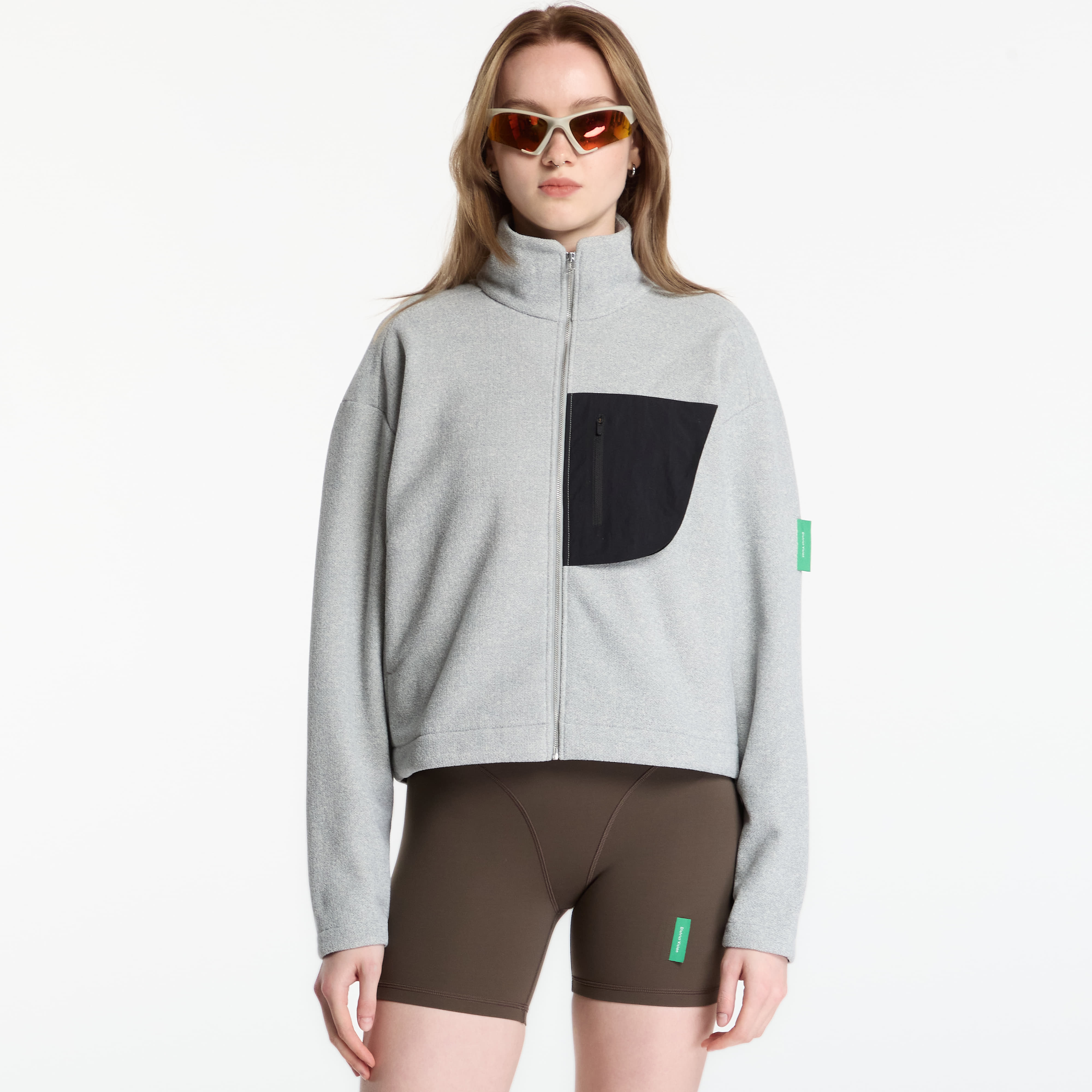 District Vision Mikina District Vision Cropped Brushed Fleece Melange Grey M