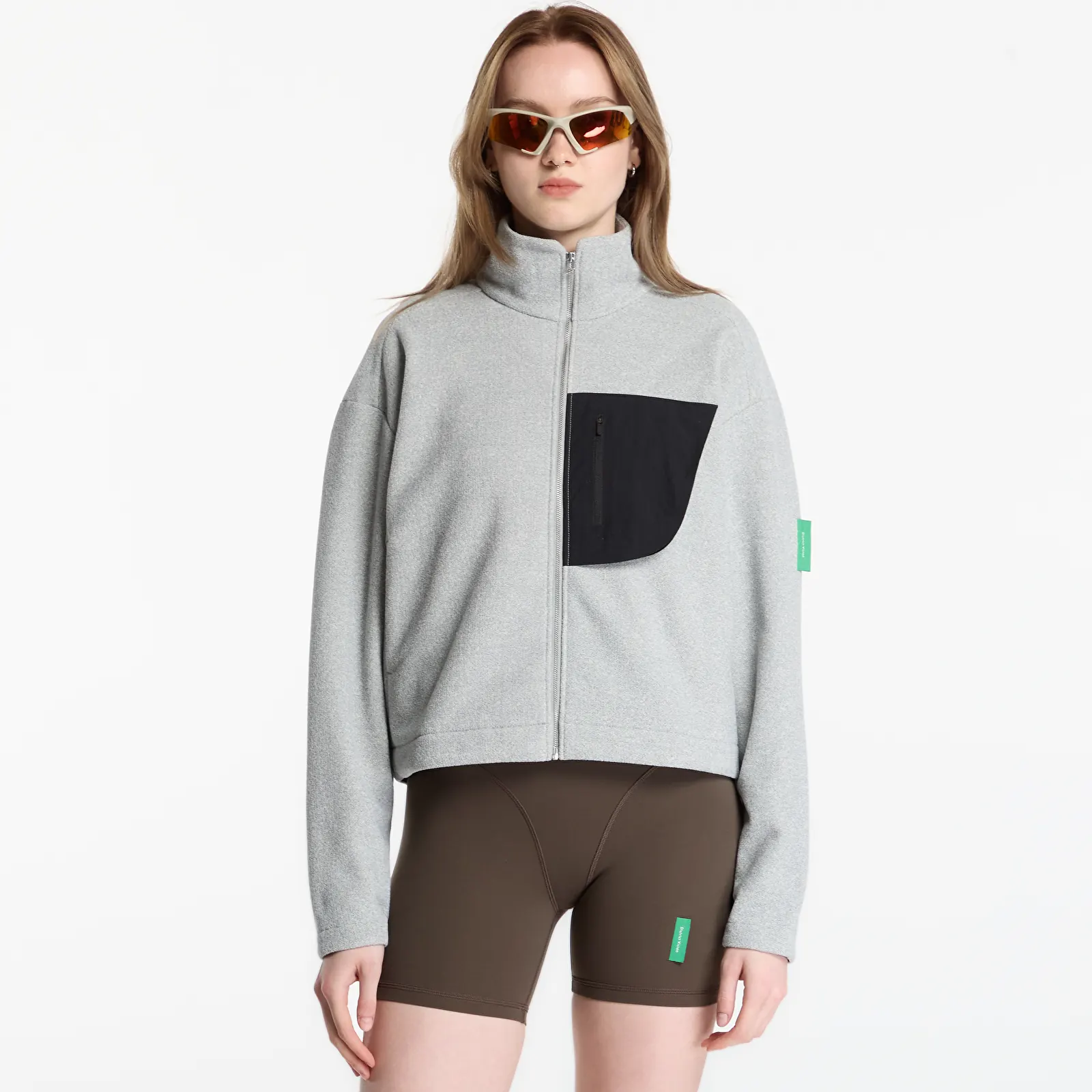 Hoodies och sweatshirts District Vision Cropped Brushed Fleece Melange Grey