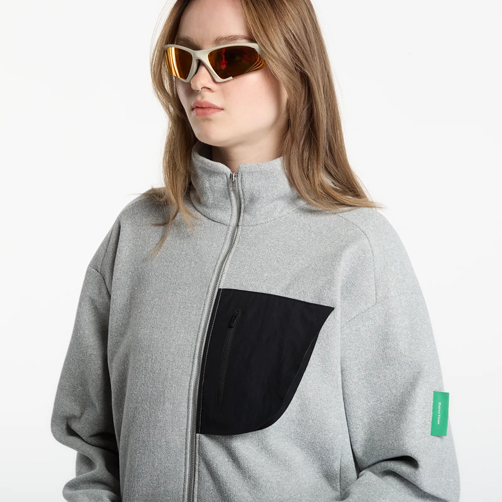 Hoodies och sweatshirts District Vision Cropped Brushed Fleece Melange Grey