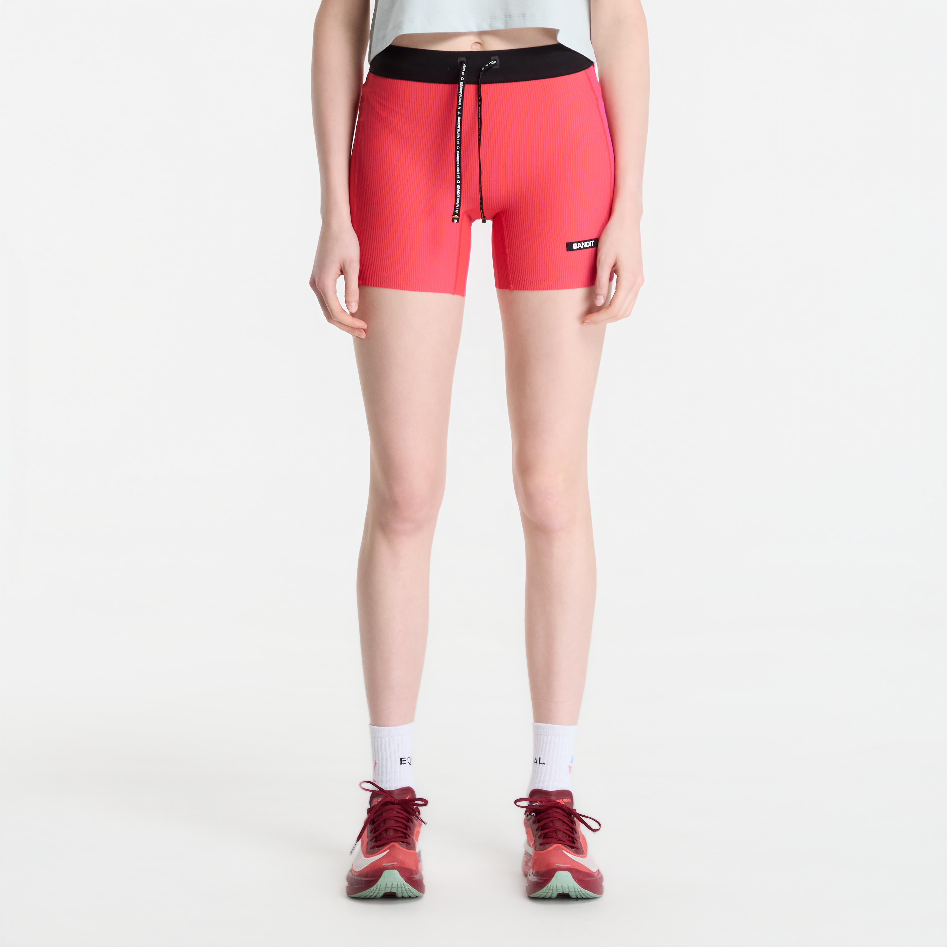 BANDIT Women's Striped Cadence™ 5 Compression Shorts Poppy/ Azalea XS