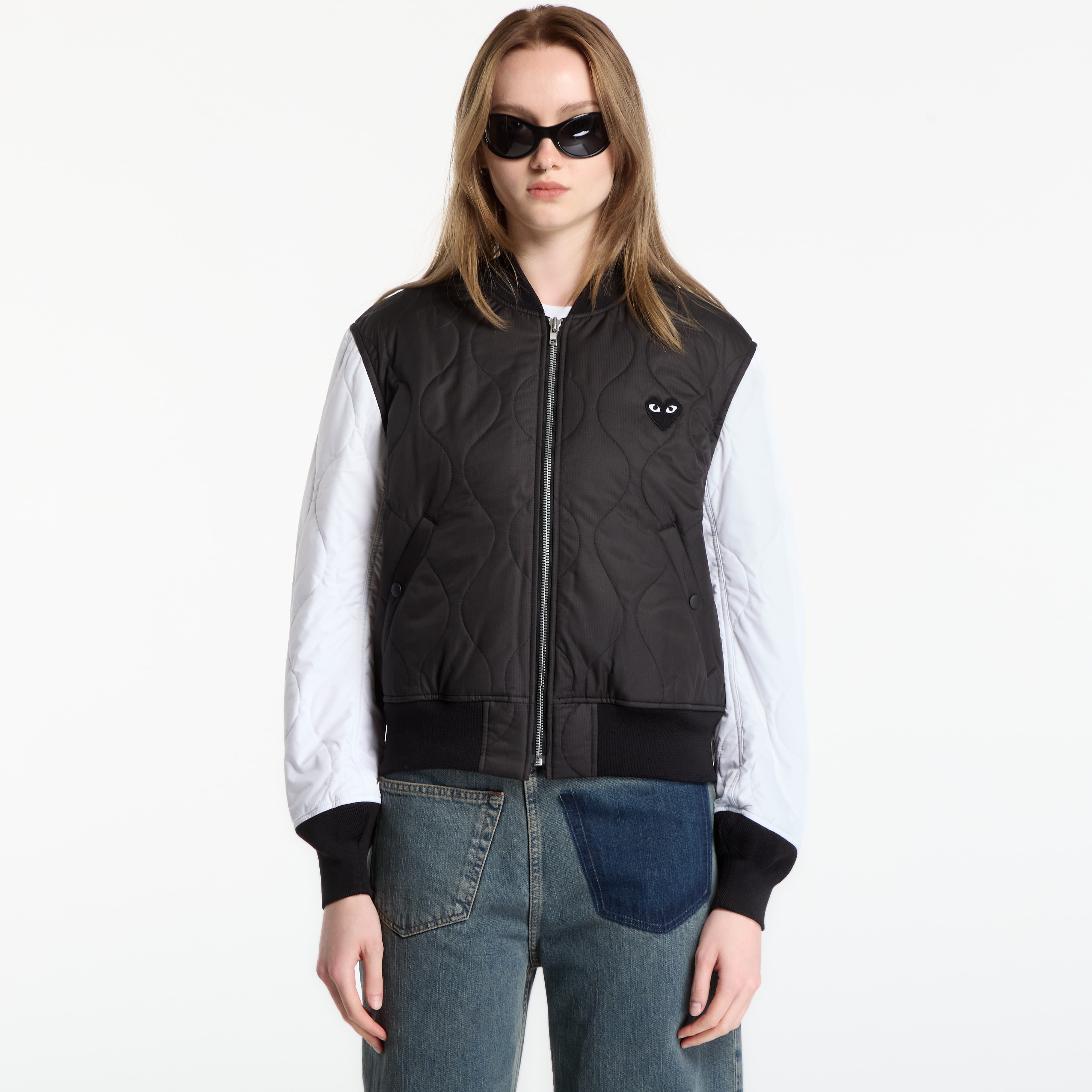 Jakke Comme des Garçons PLAY Jacket Logo Print Black Emblem UNISEX Black/ White XL