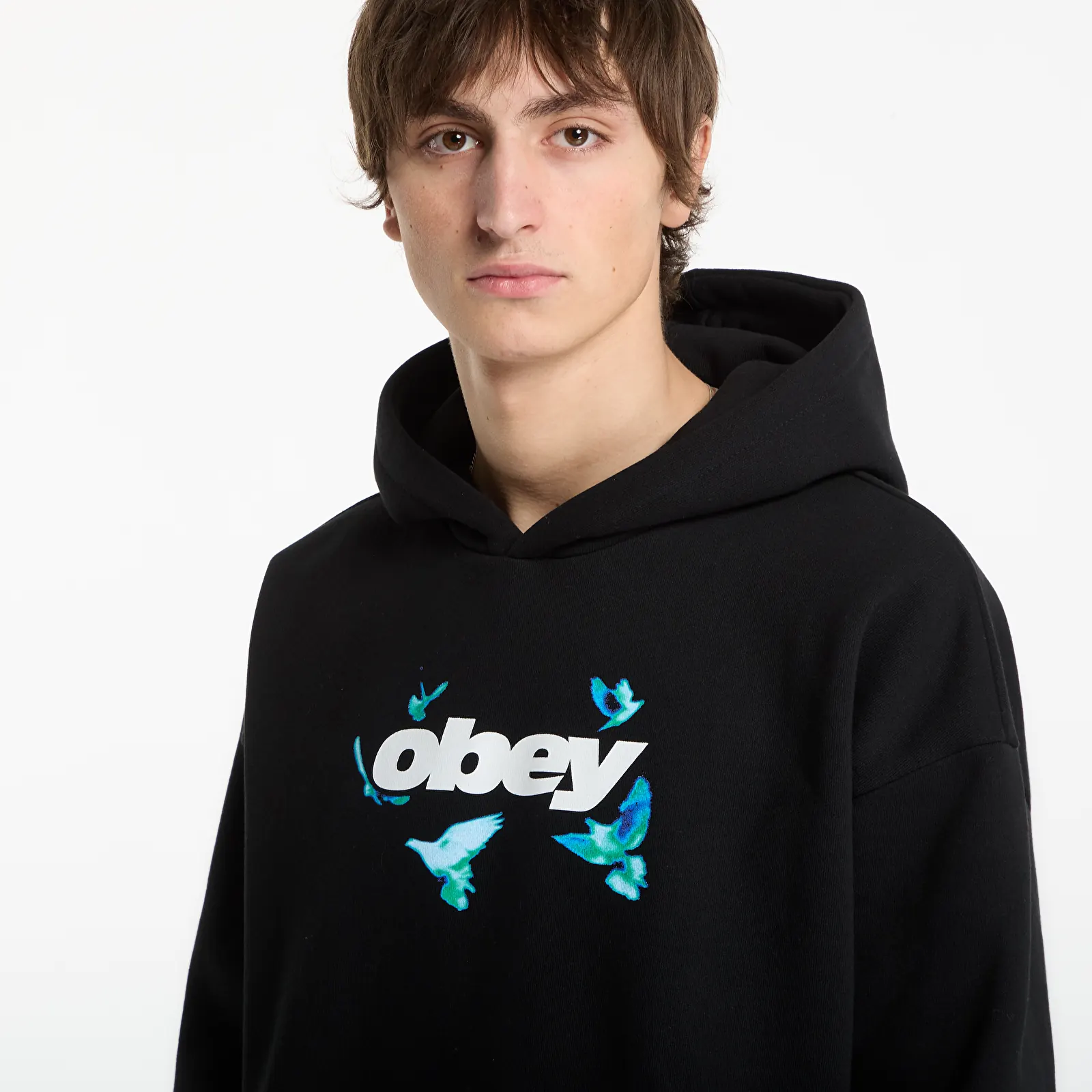 Men's hoodies Obey Doves Extra Heavy Hood Black