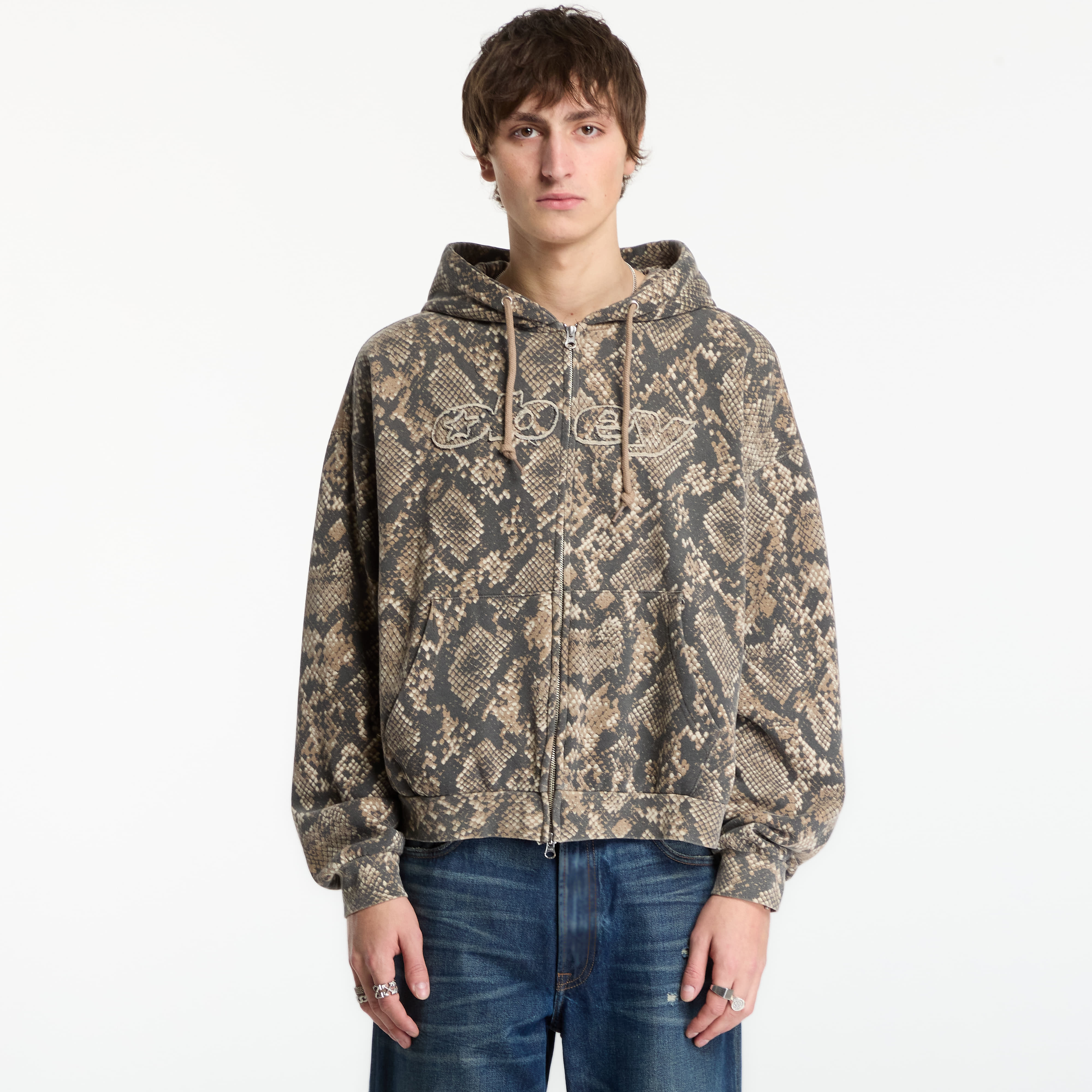 Sweatshirt Obey Moody Zip Hood Dusty Vintage Rattle Snake L