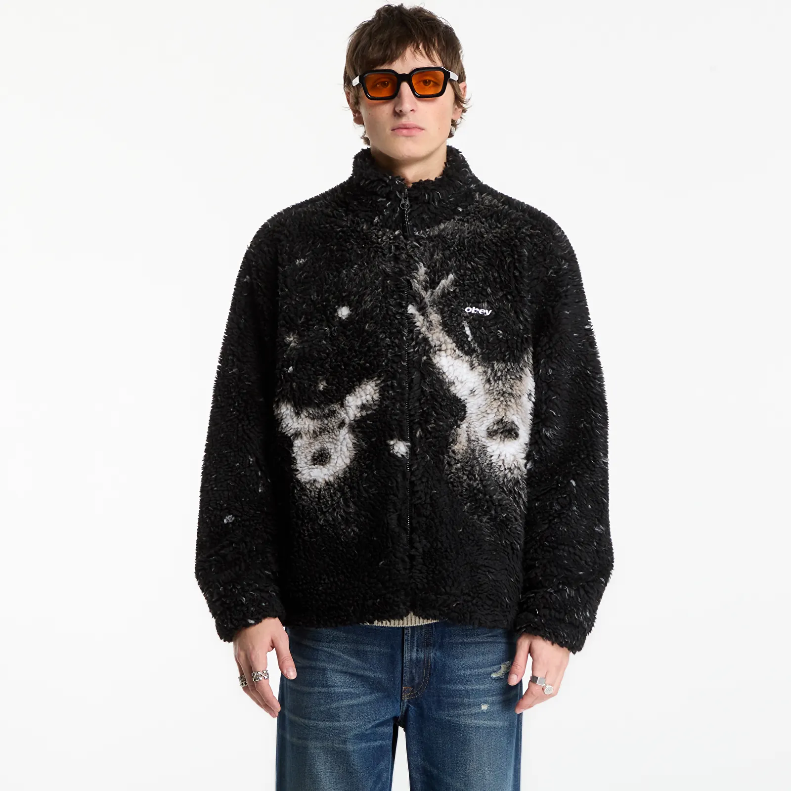Men's jackets Obey Deer Sherpa Jacket Black Multi