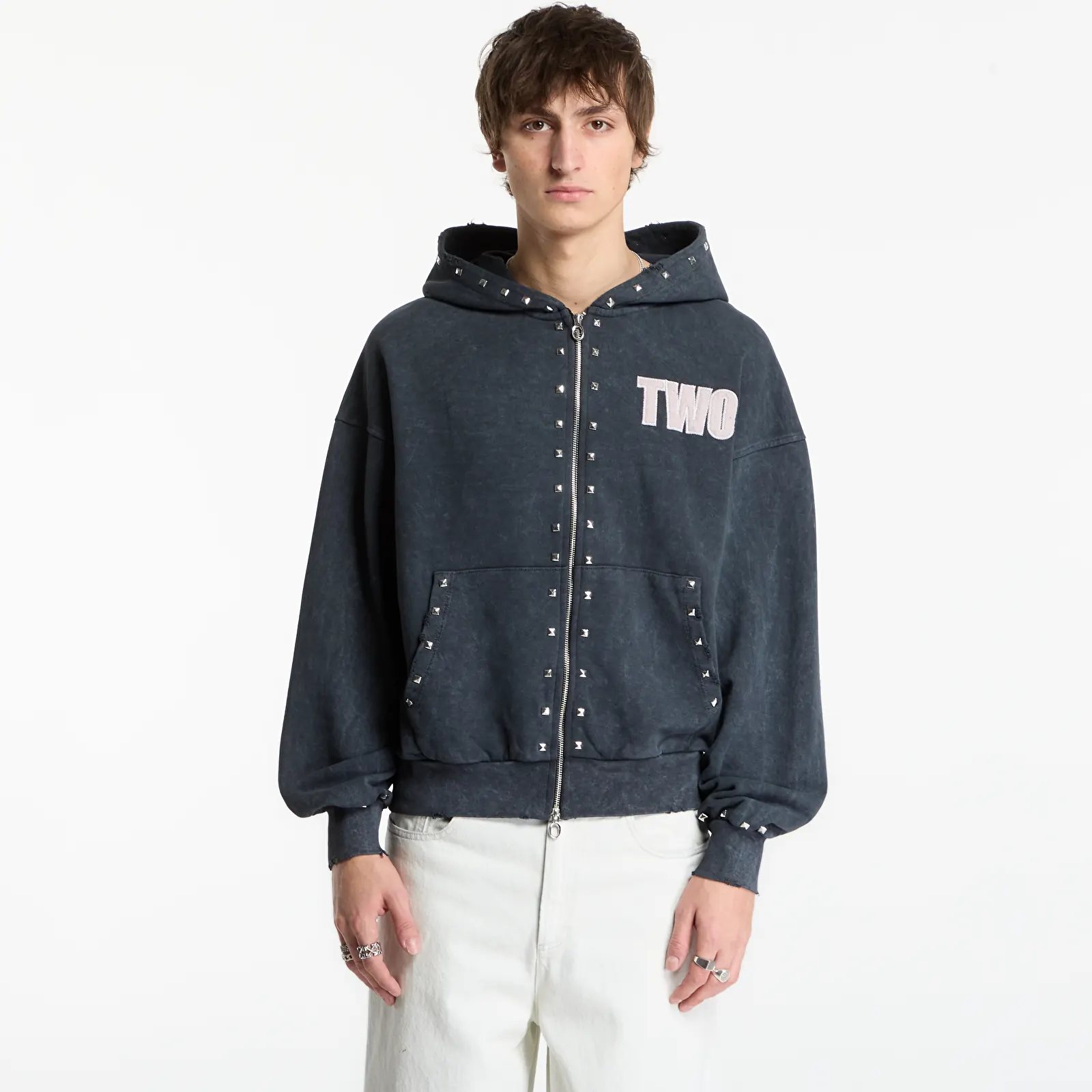 Mikiny TwoJeys Studded Zipper Black Black