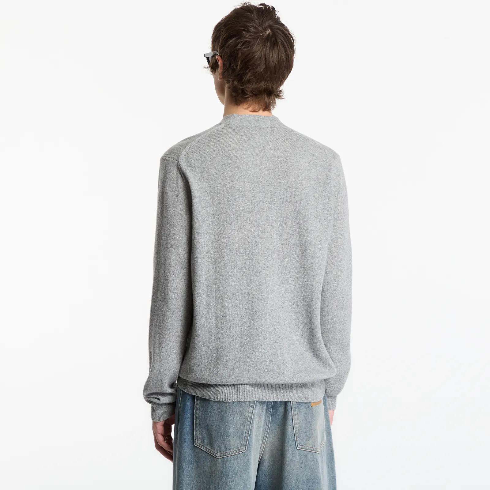 Sweaters Comme des Garçons PLAY V-Neck Cardigan Black Rhinestone Knit UNISEX Top Light Gray