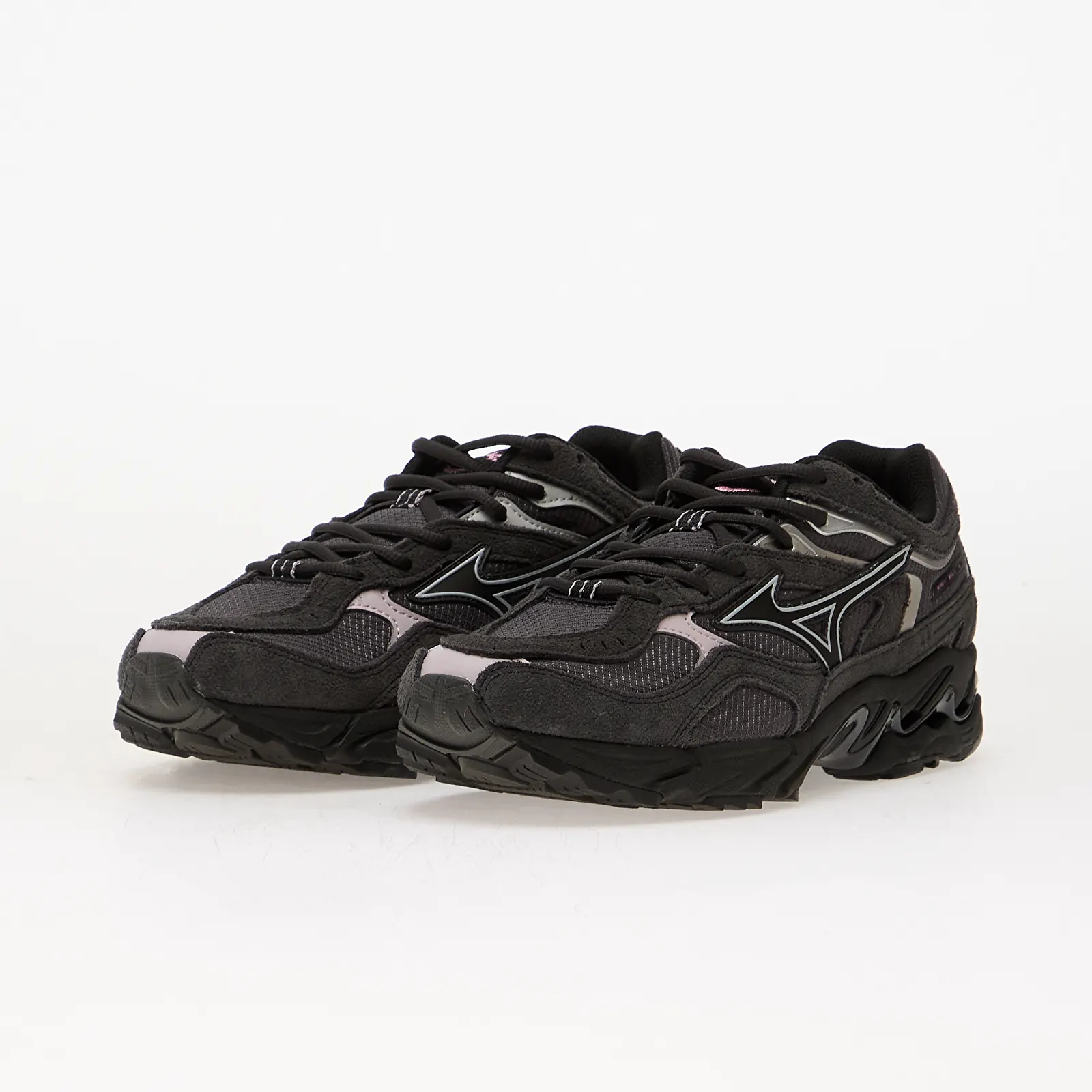 Ténis para homem Mizuno Wave Mustang LS Suede Blackened Pearl/ Black/ Spring Crocus
