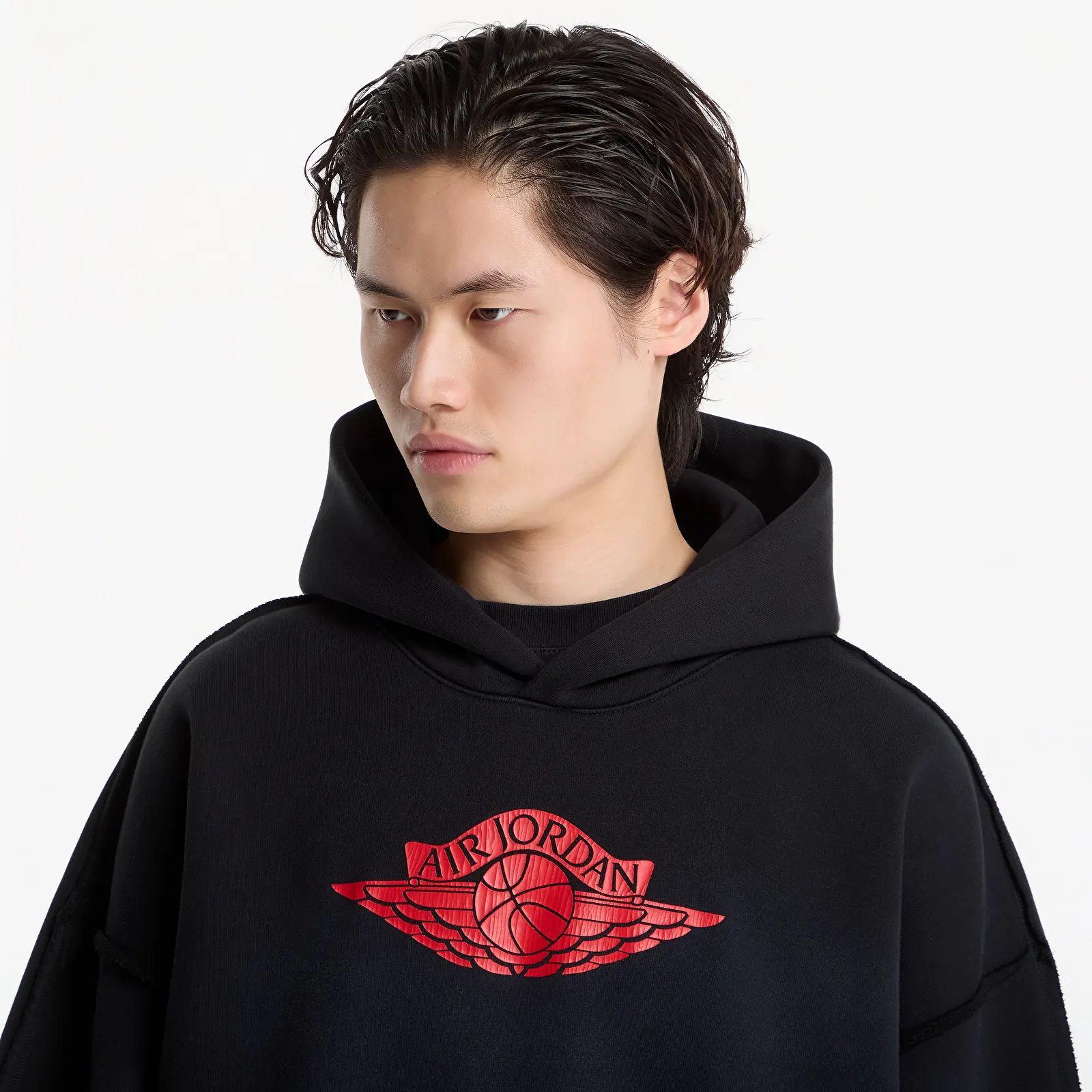 Sweatshirts Jordan Flight Wings Men's Fleece Pullover Hoodie Black/ University Red