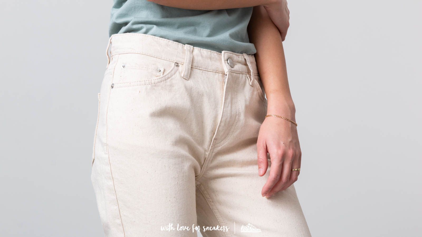 Spodnie płócienne WOOD WOOD Eve Jeans Off-White