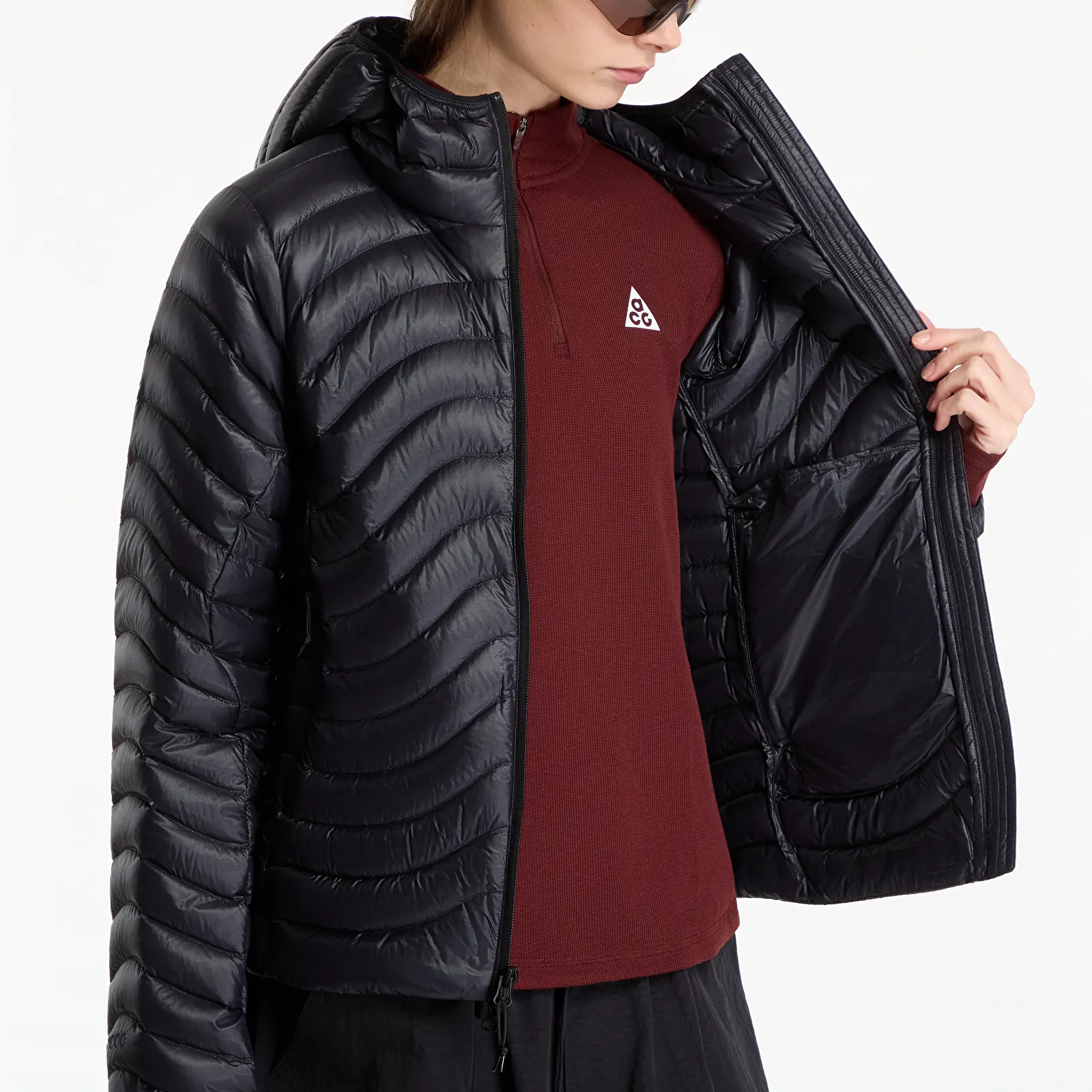 Jassen Nike ACG Lava Flow Therma-FIT ADV Ultralight Down Jacket Black/ Black/ Summit White