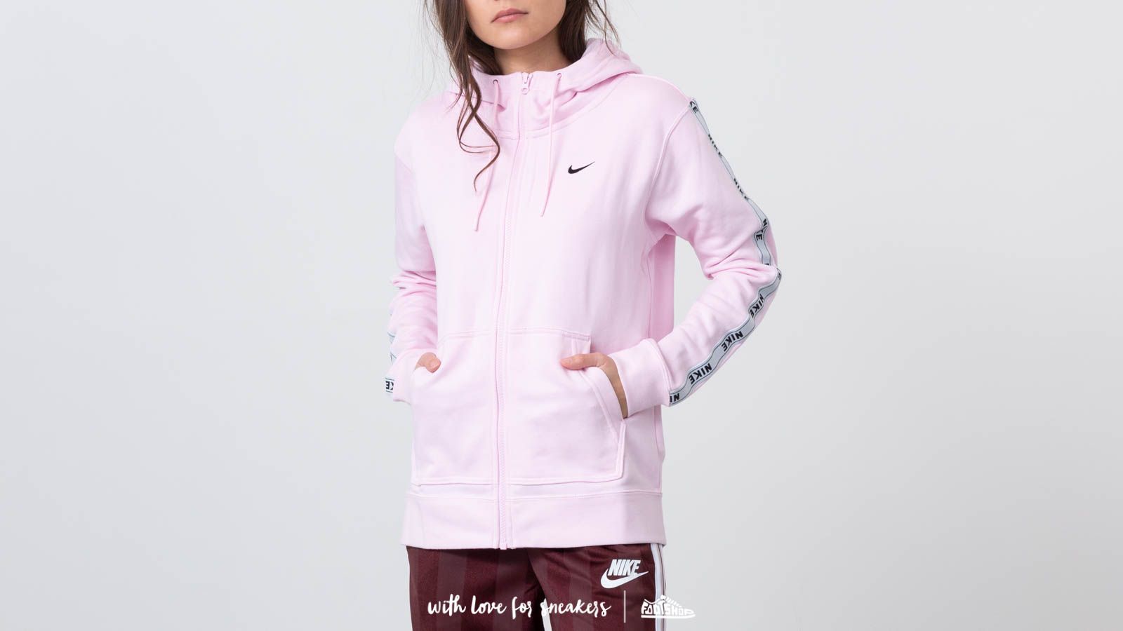 Hanorace Nike Sportswear Full-Zip Logo Hoodie Pink