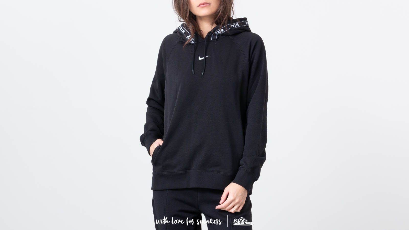 nike swoosh tape hoodie
