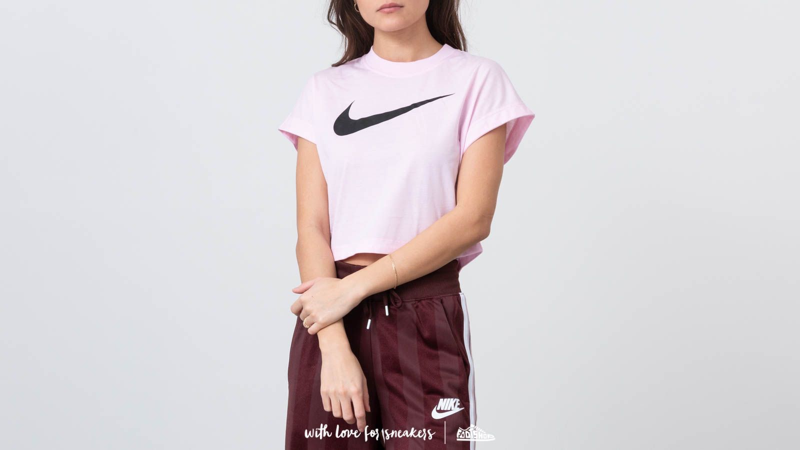 T-Shirts Nike Sportswear Swoosh Shortsleeve Crop Top Pink