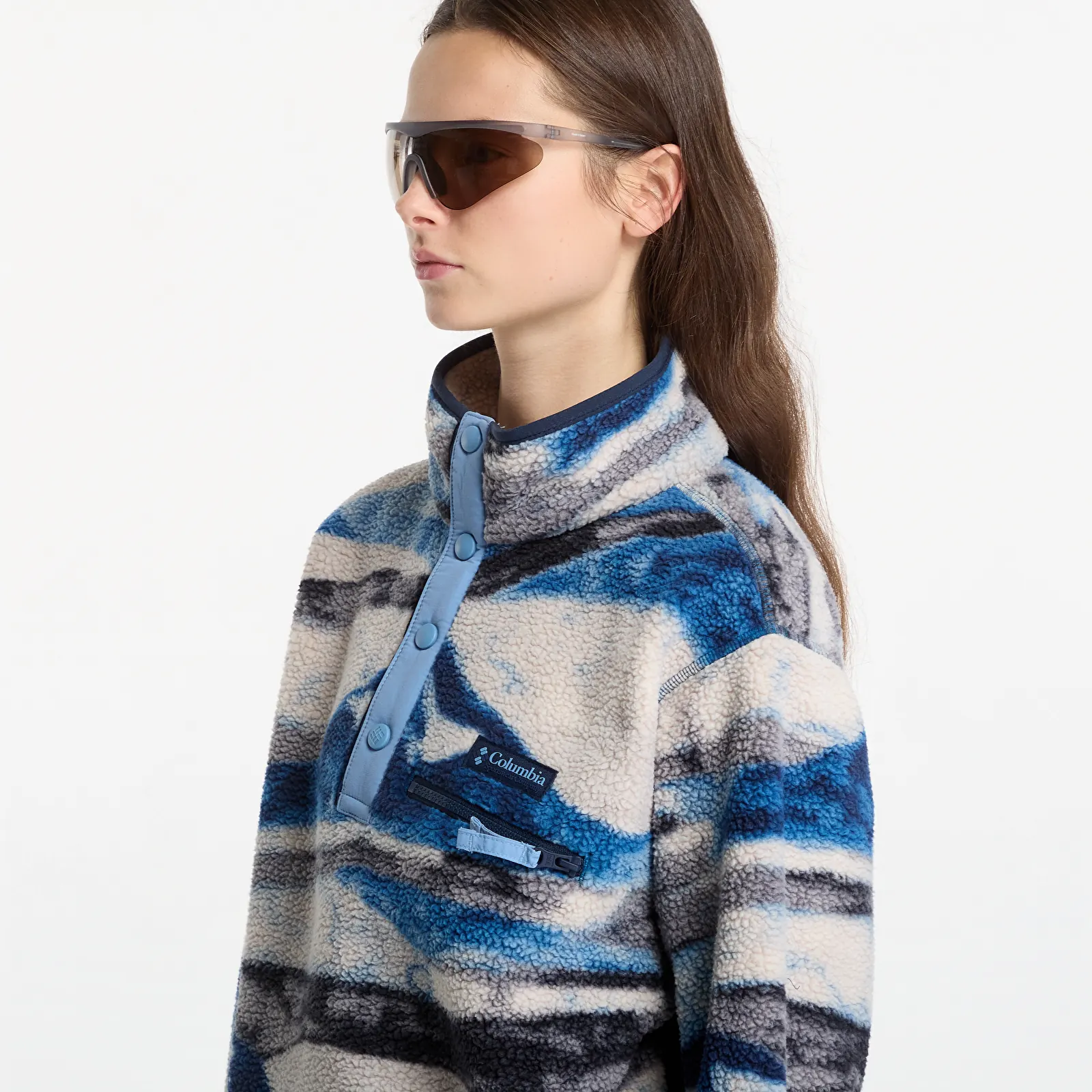 Dámské mikiny Columbia Helvetia™ II Printed Cropped Half Snap Phoenix Blue, Summits