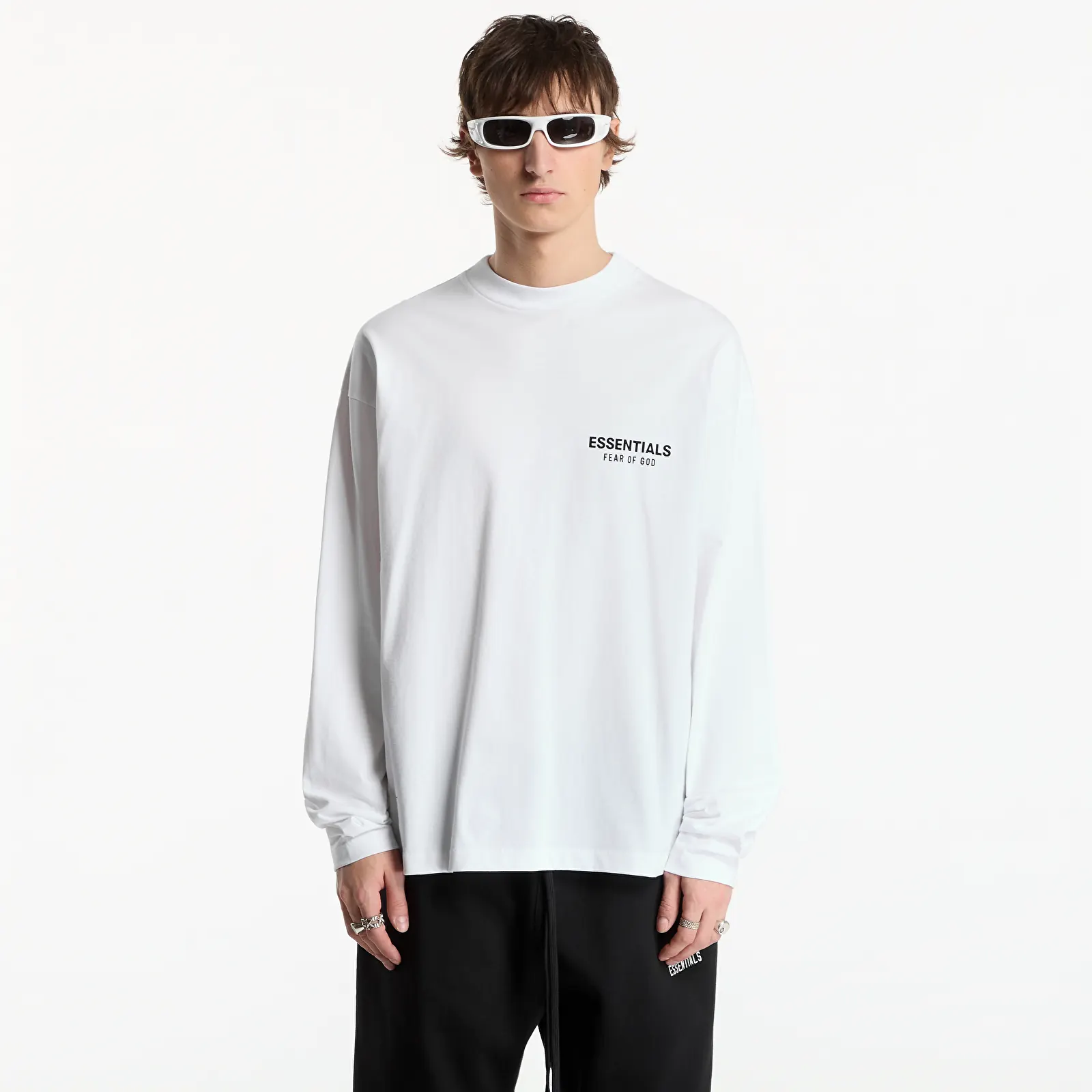 Koszulki Fear of God Essentials Classic Fit Long Sleeve T-Shirt Bright White