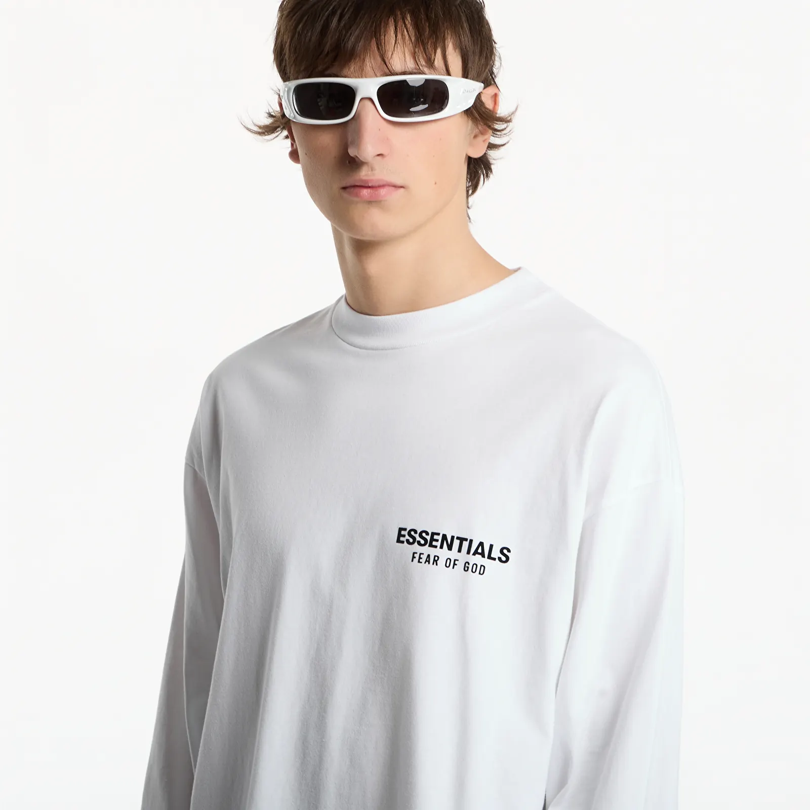 Koszulki Fear of God Essentials Classic Fit Long Sleeve T-Shirt Bright White