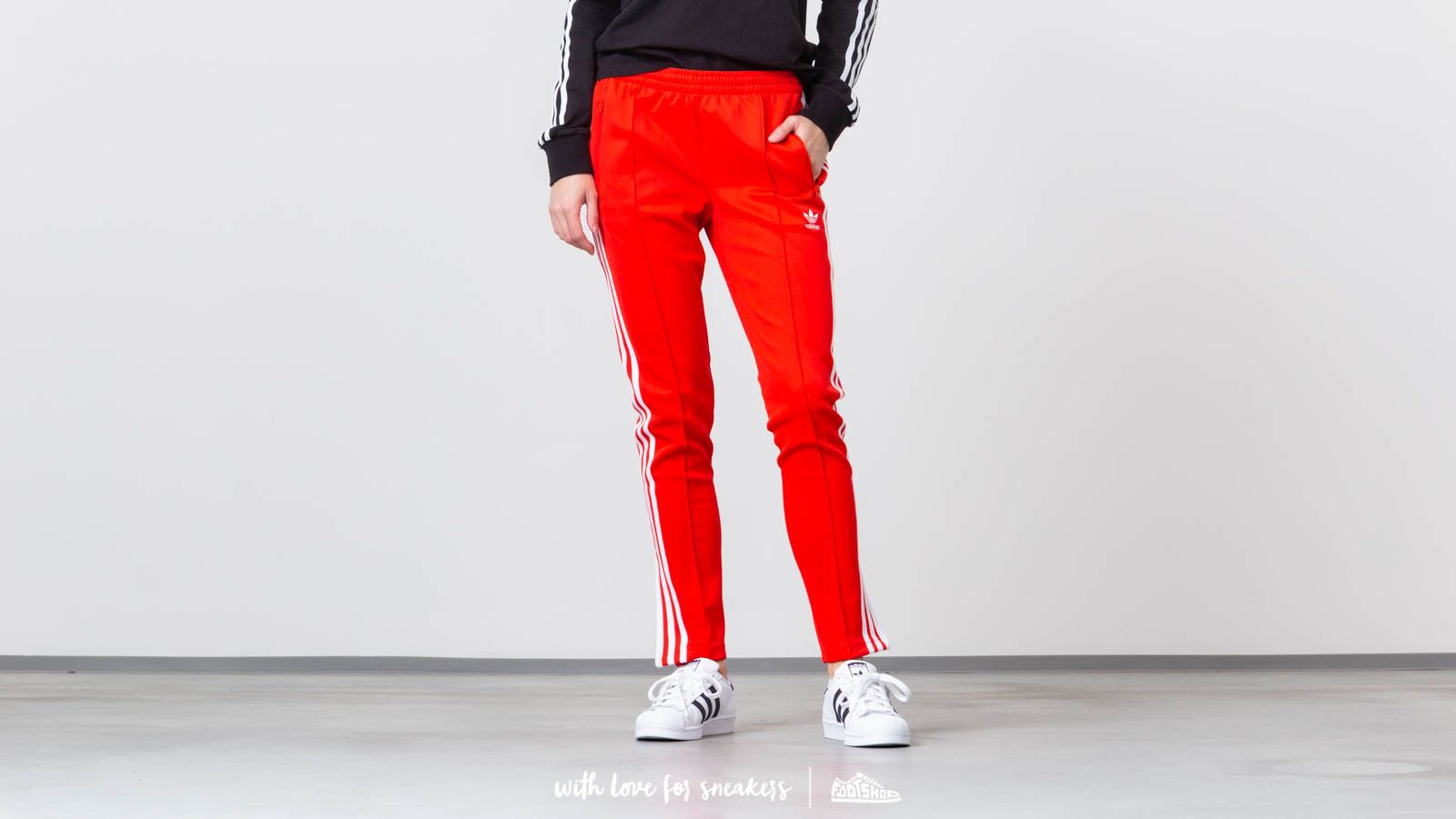 Adidas sst red track pants on sale