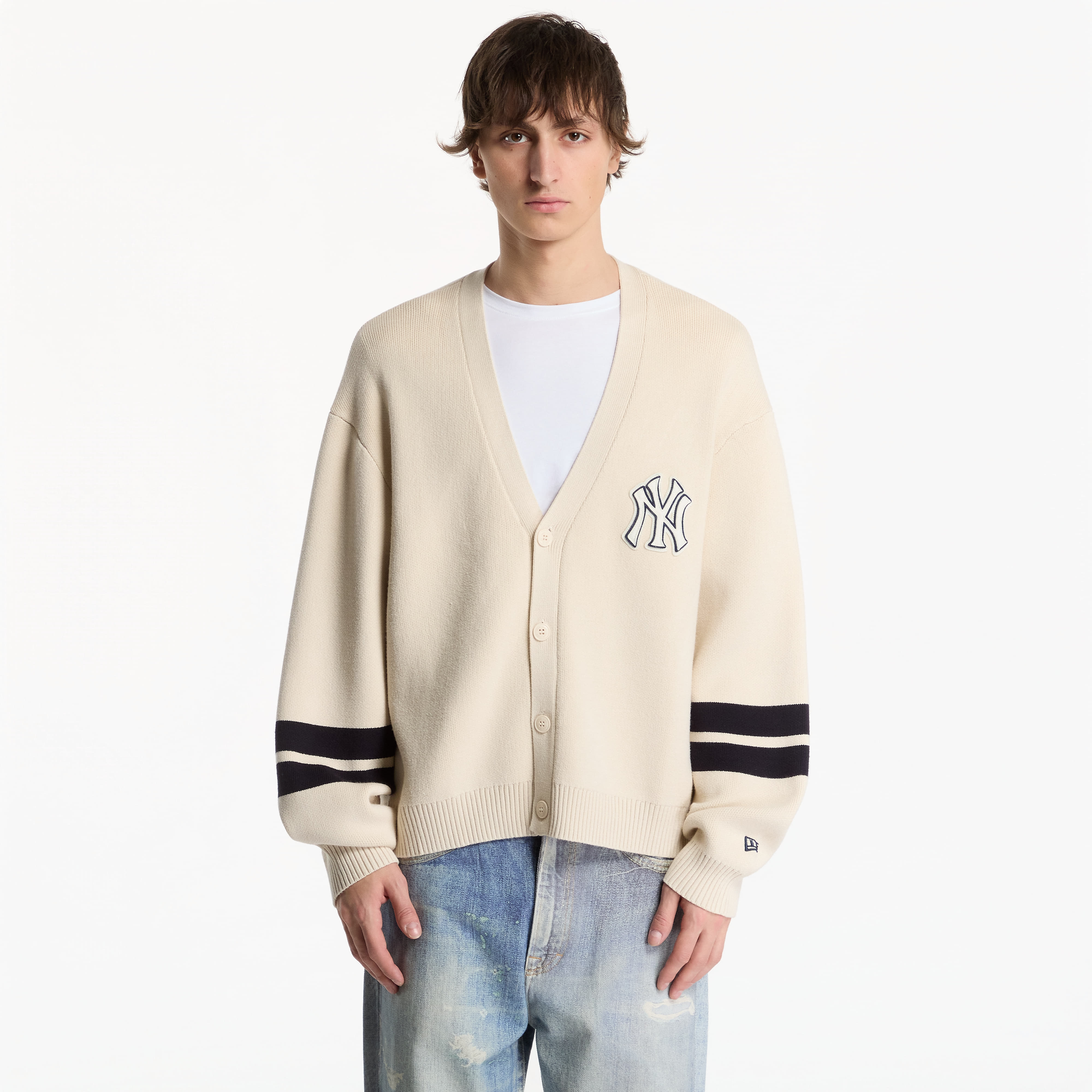 Sweater New Era MLB Knit Cardigan New York Yankees UNISEX Light Caramel XL
