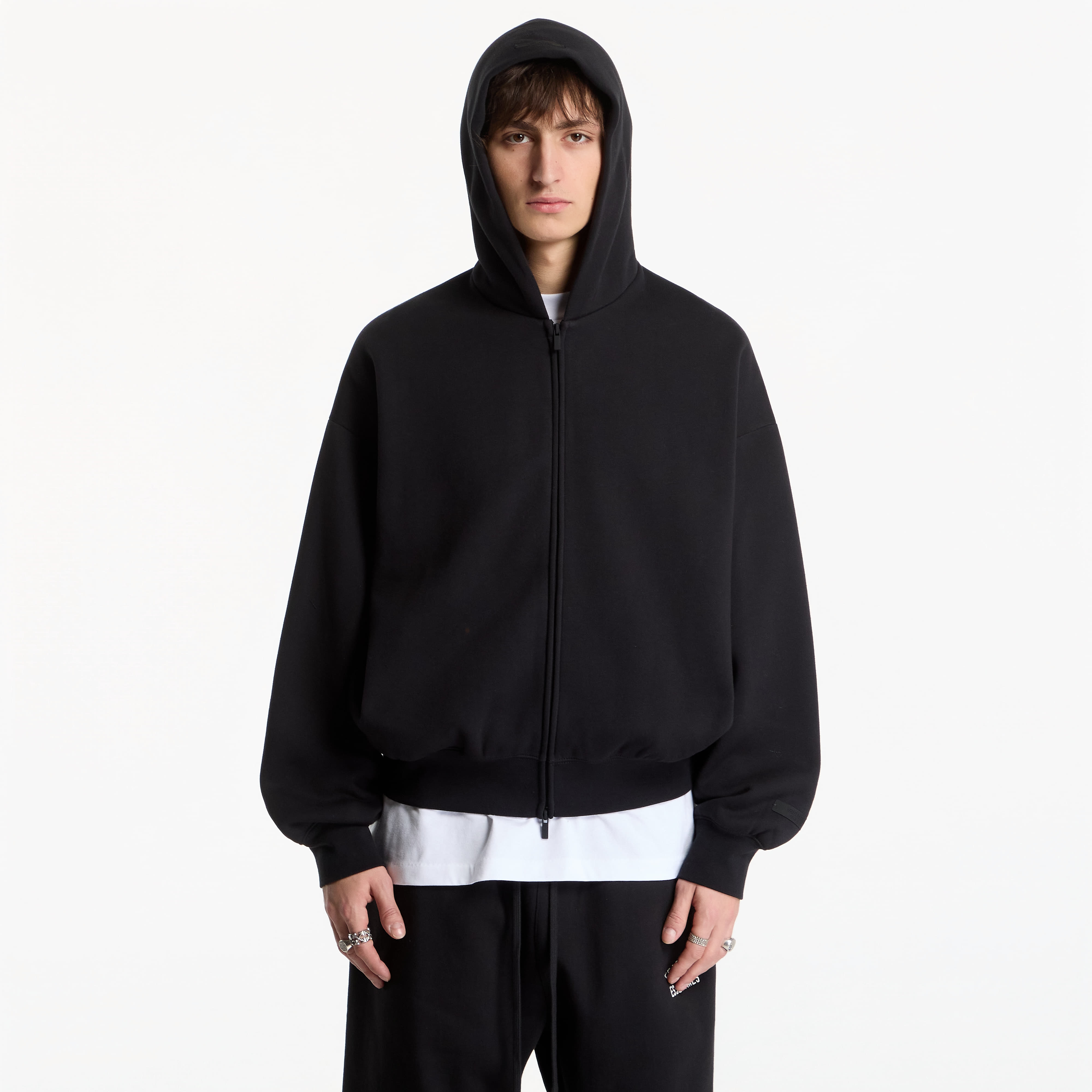 Sweatshirt Fear of God Essentials Classic Fit Fleece Zip-Up Hoodie Vintage Black XXL