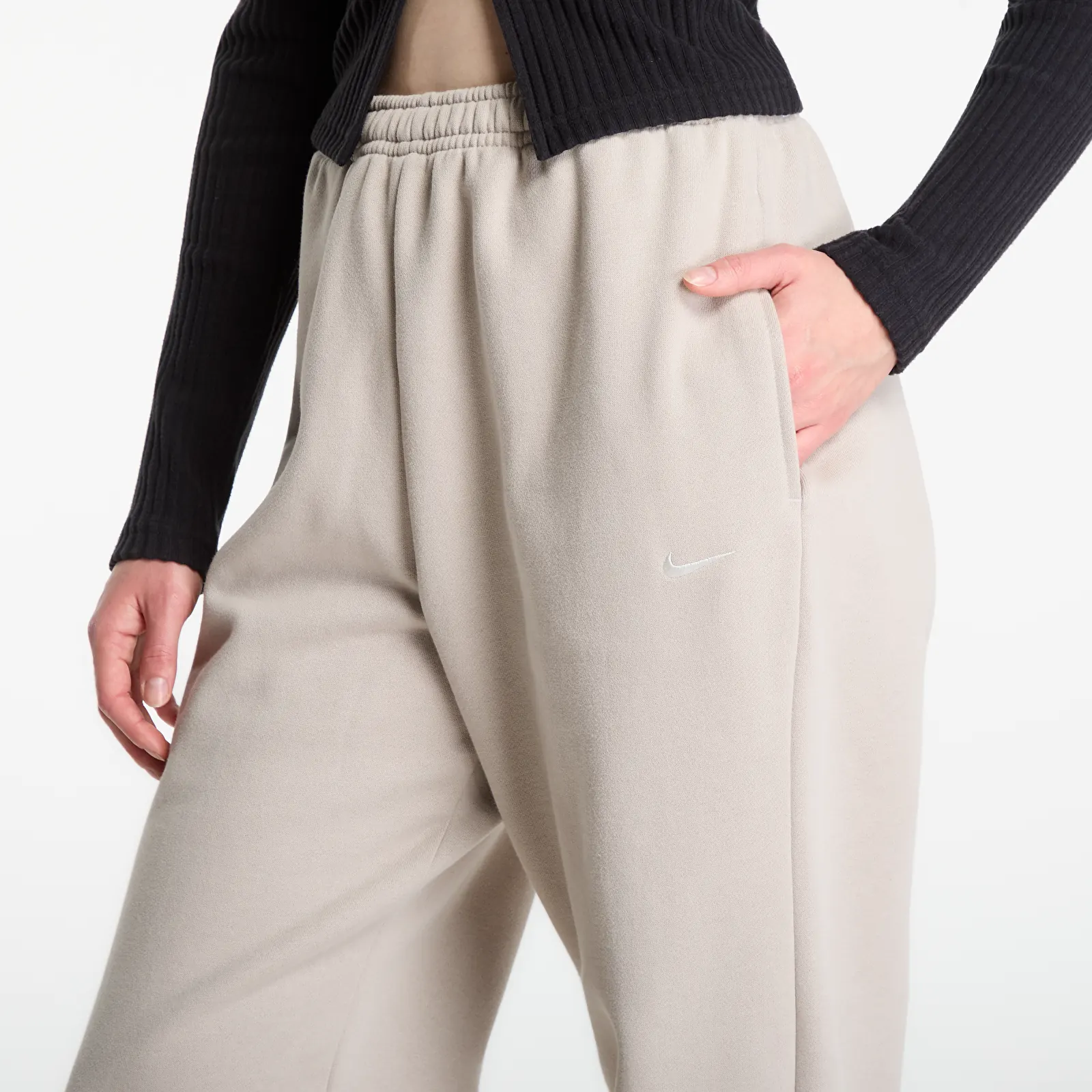 Γυναικείες φόρμες Nike Studio Fleece Medium Weight High-Rise Oversized Cuffed Pants Cream II/ Sail