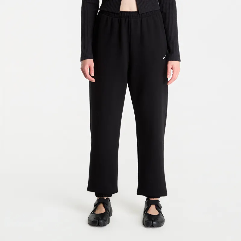 Nike Studio Fleece Medium Weight High-Rise Oversized Cuffed Pants Total Black/ Sail