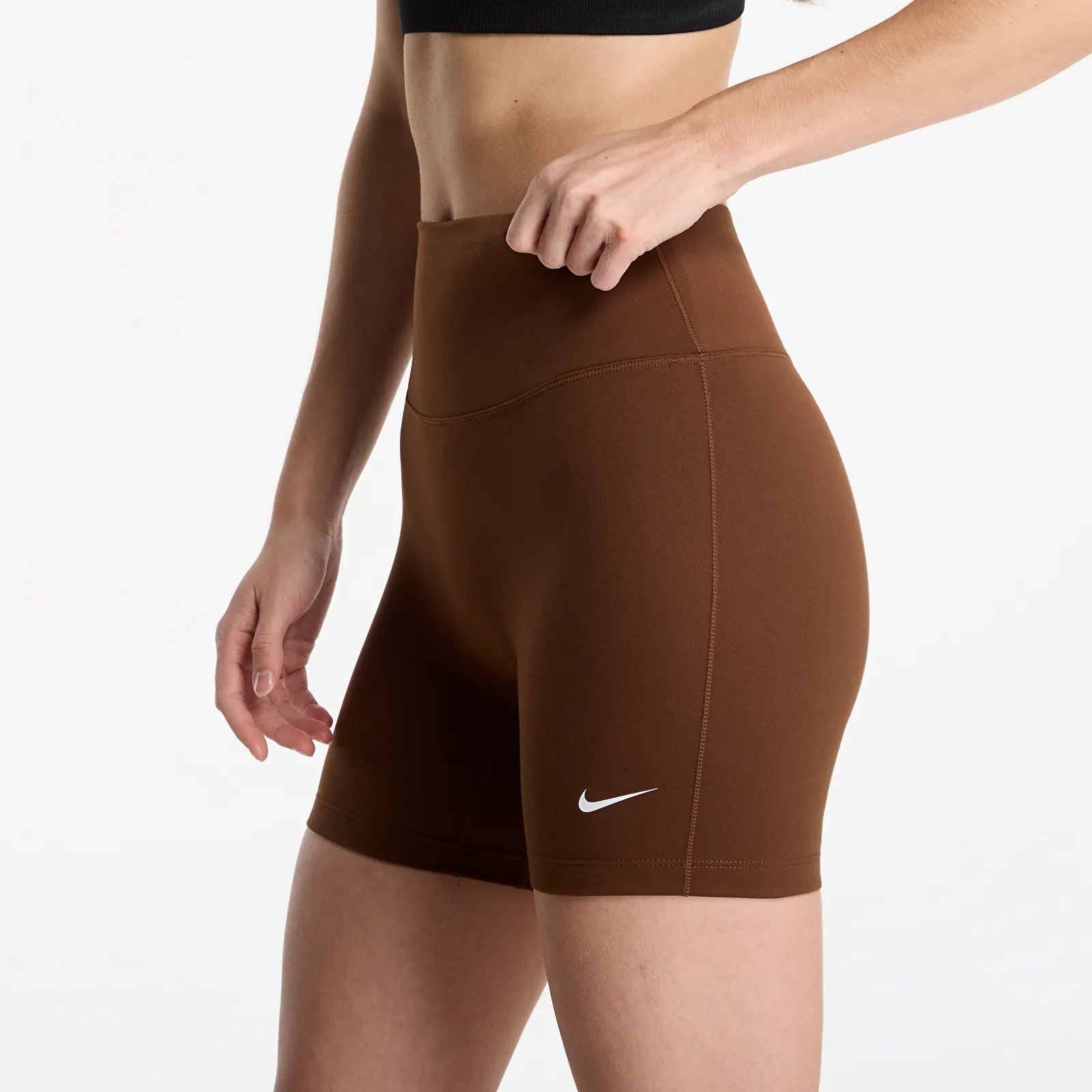 Kratke hlače Nike One High-Waisted 5-Inch Biker Shorts Cacao Wow/ White