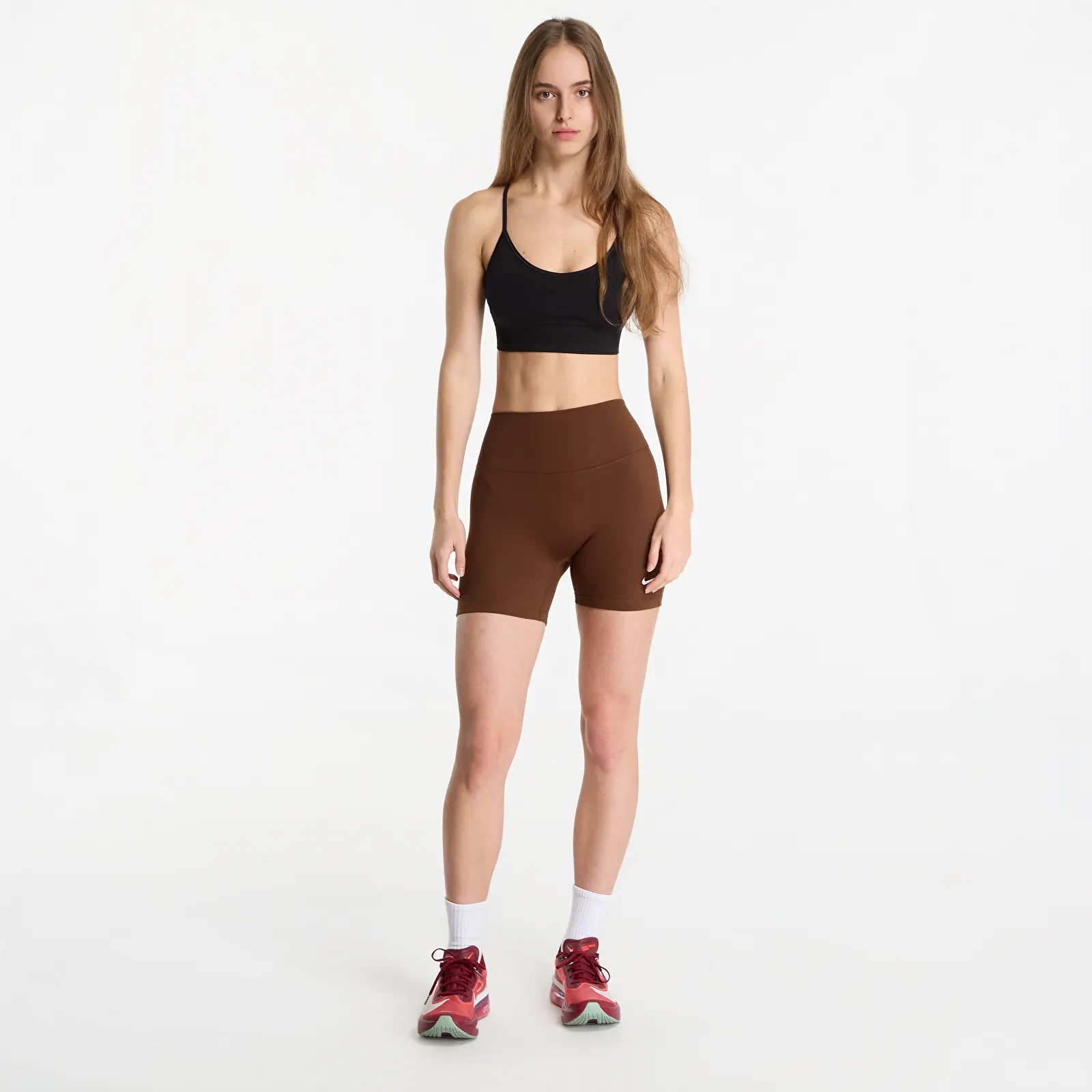 Kratke hlače Nike One High-Waisted 5-Inch Biker Shorts Cacao Wow/ White