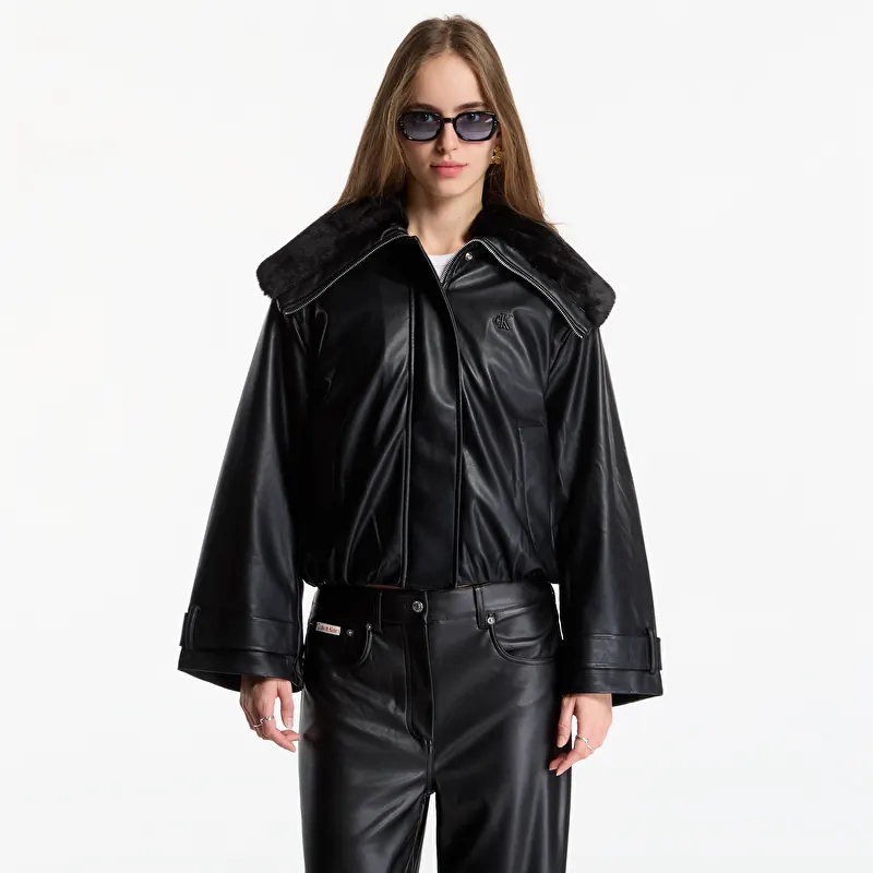 Jas Calvin Klein Jeans Faux Leather Short F Black