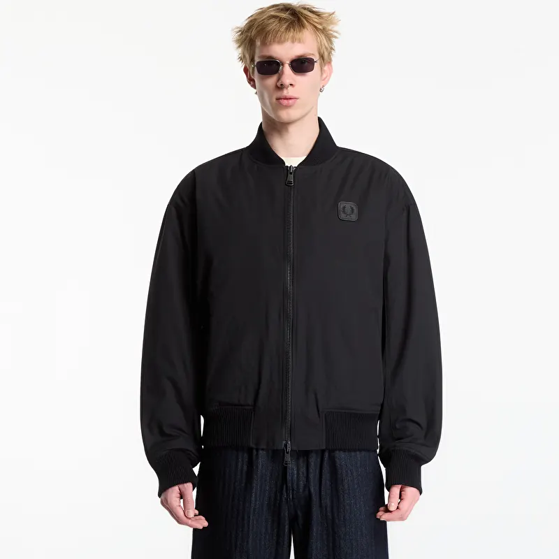 Bomber FRED PERRY Black Canvas Bomber Jacket Black