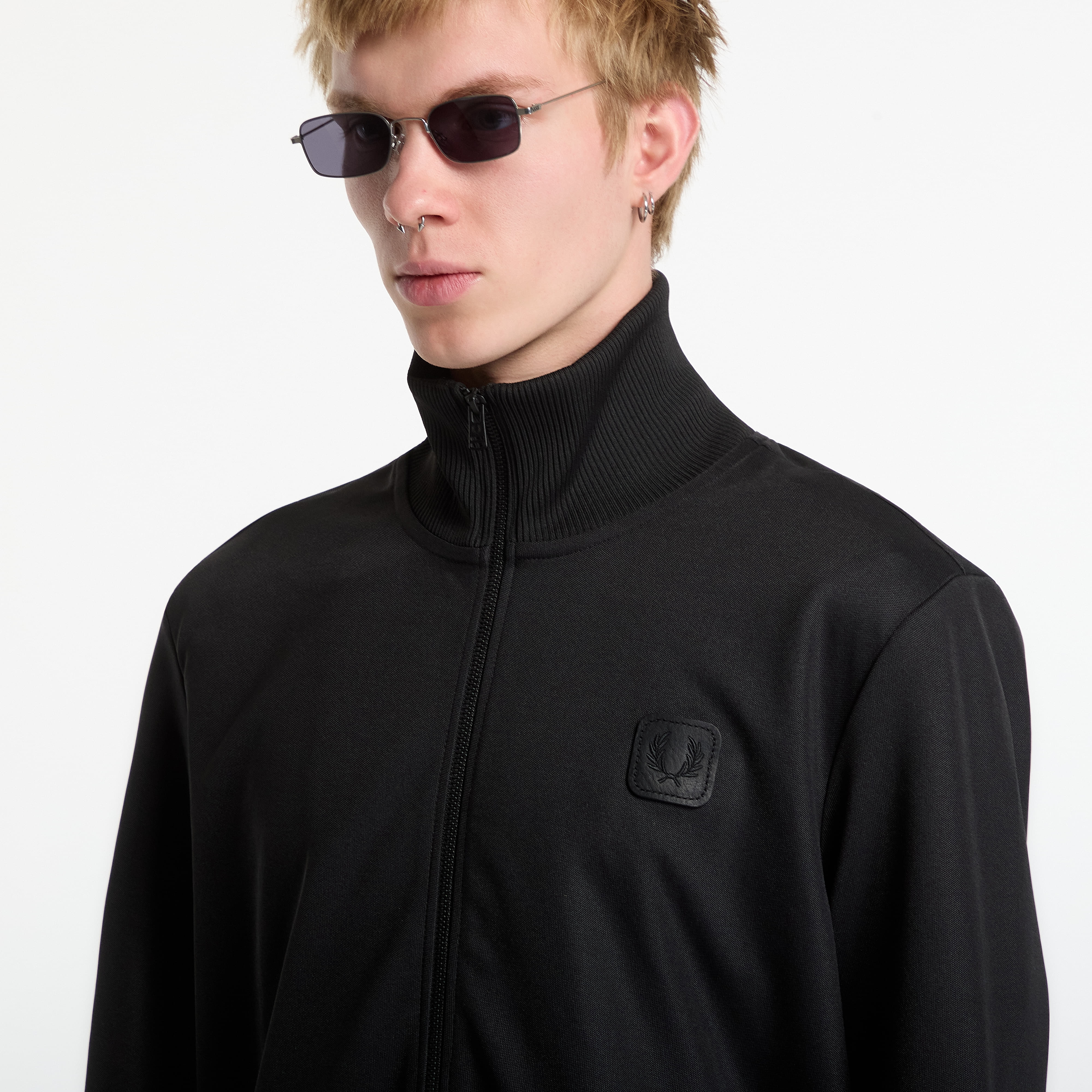 Jakke FRED PERRY Black Canvas Track Jacket Black M