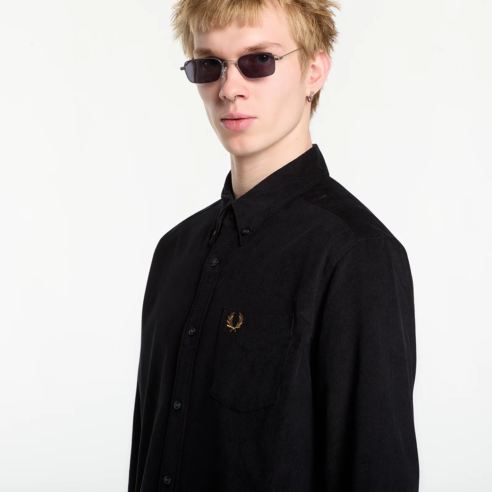 Chemises homme FRED PERRY Needle Cord Shirt Black