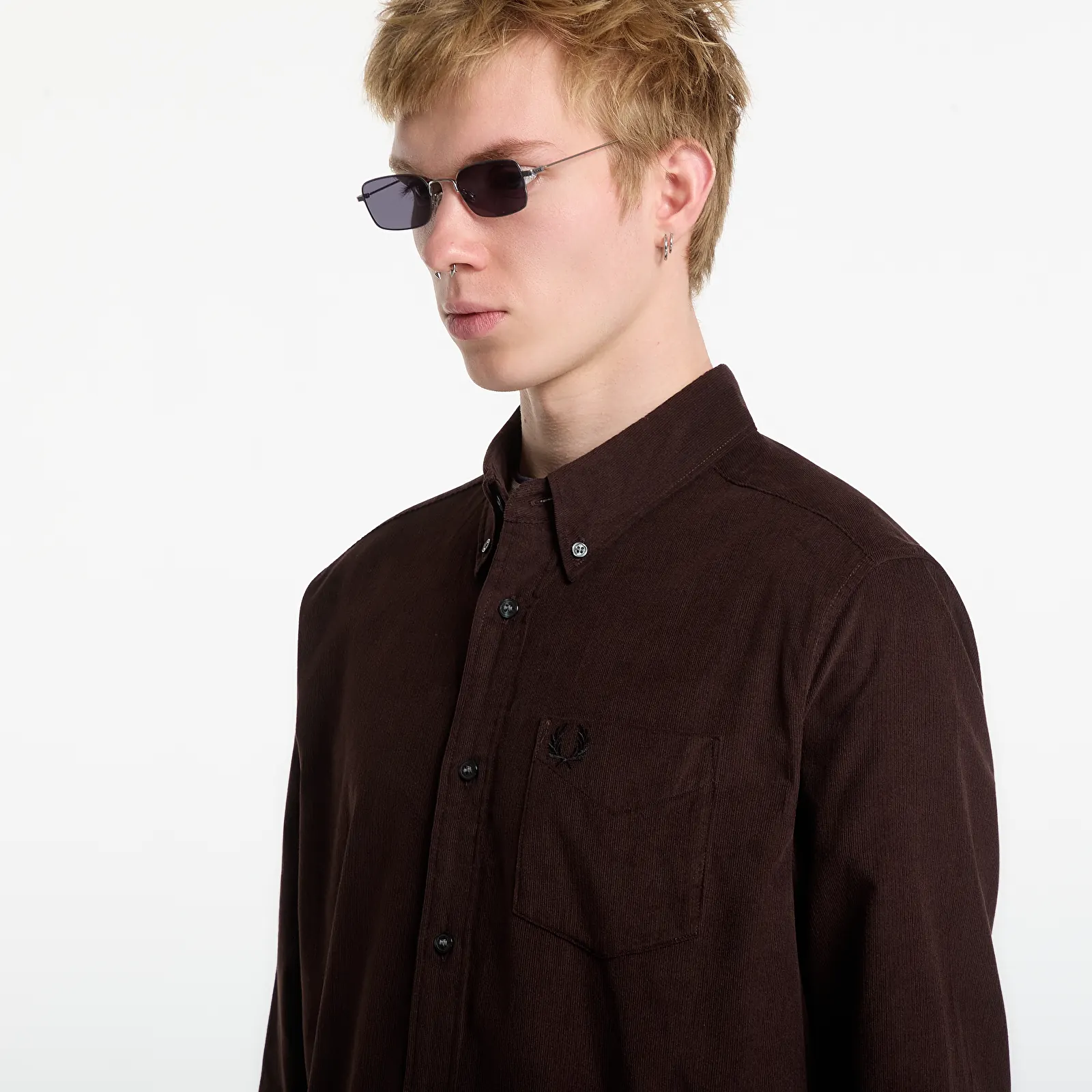 Chemises homme FRED PERRY Needle Cord Shirt Rich Brown