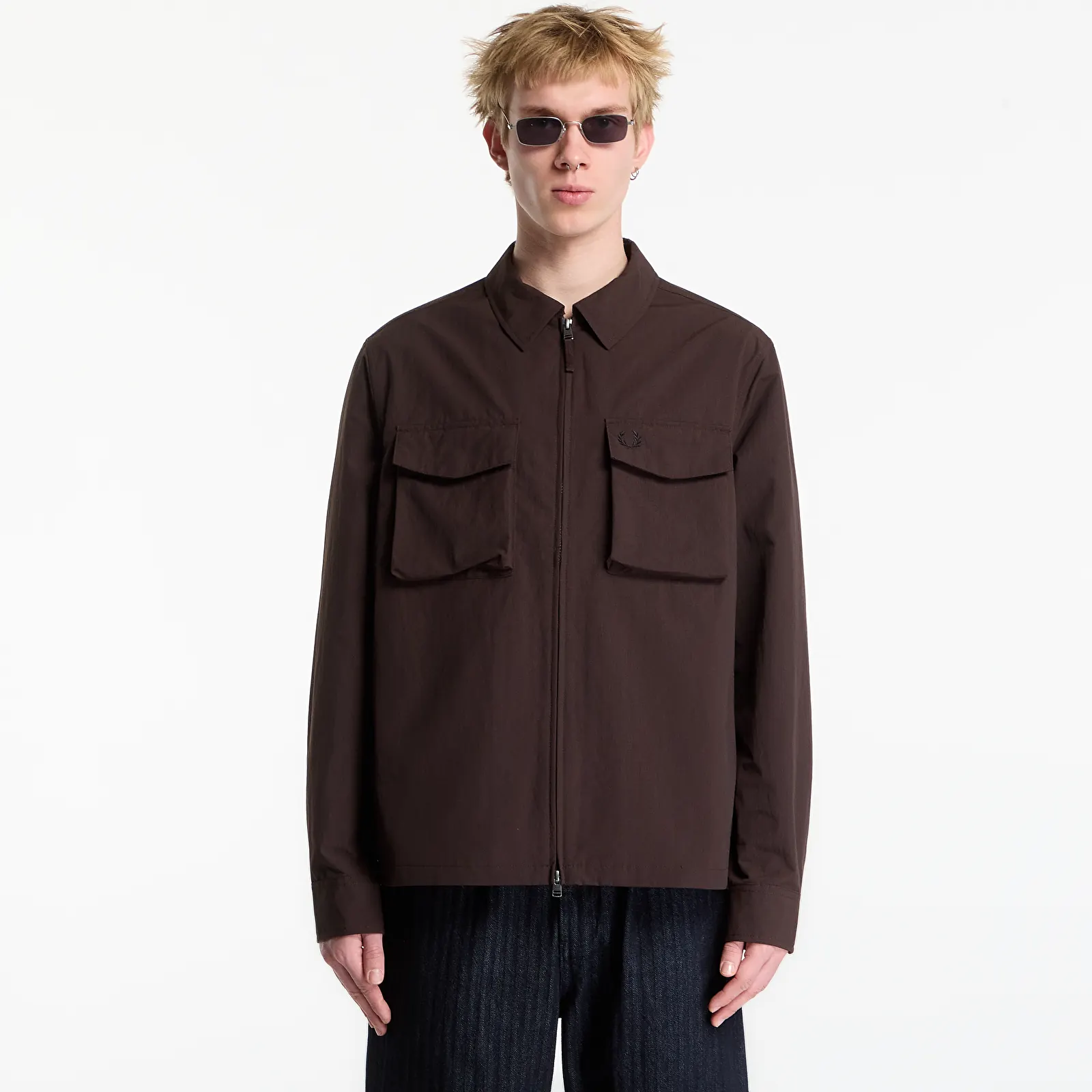 Chemises homme FRED PERRY Ripstop Pocket Overshirt Rich Brown