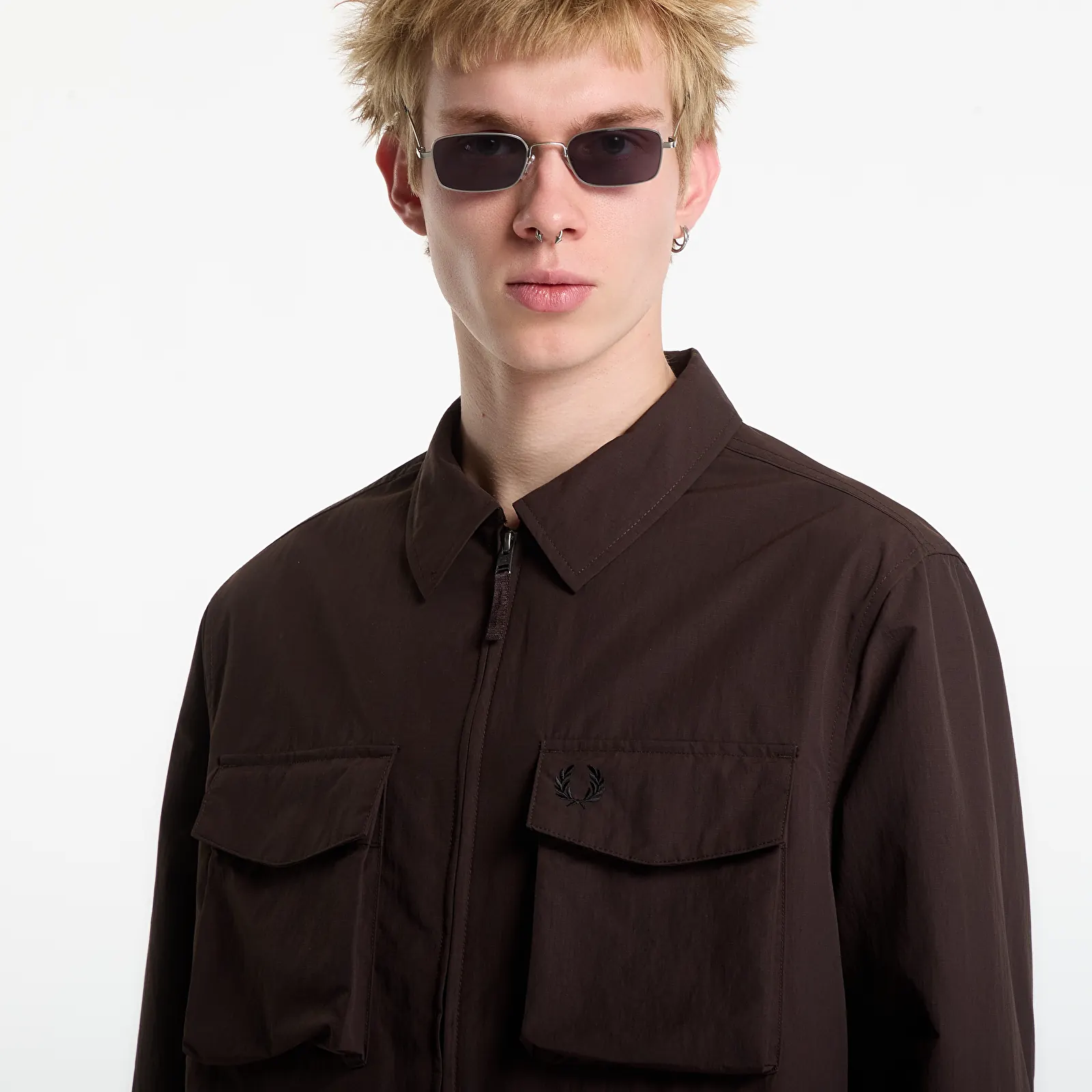 Chemises homme FRED PERRY Ripstop Pocket Overshirt Rich Brown