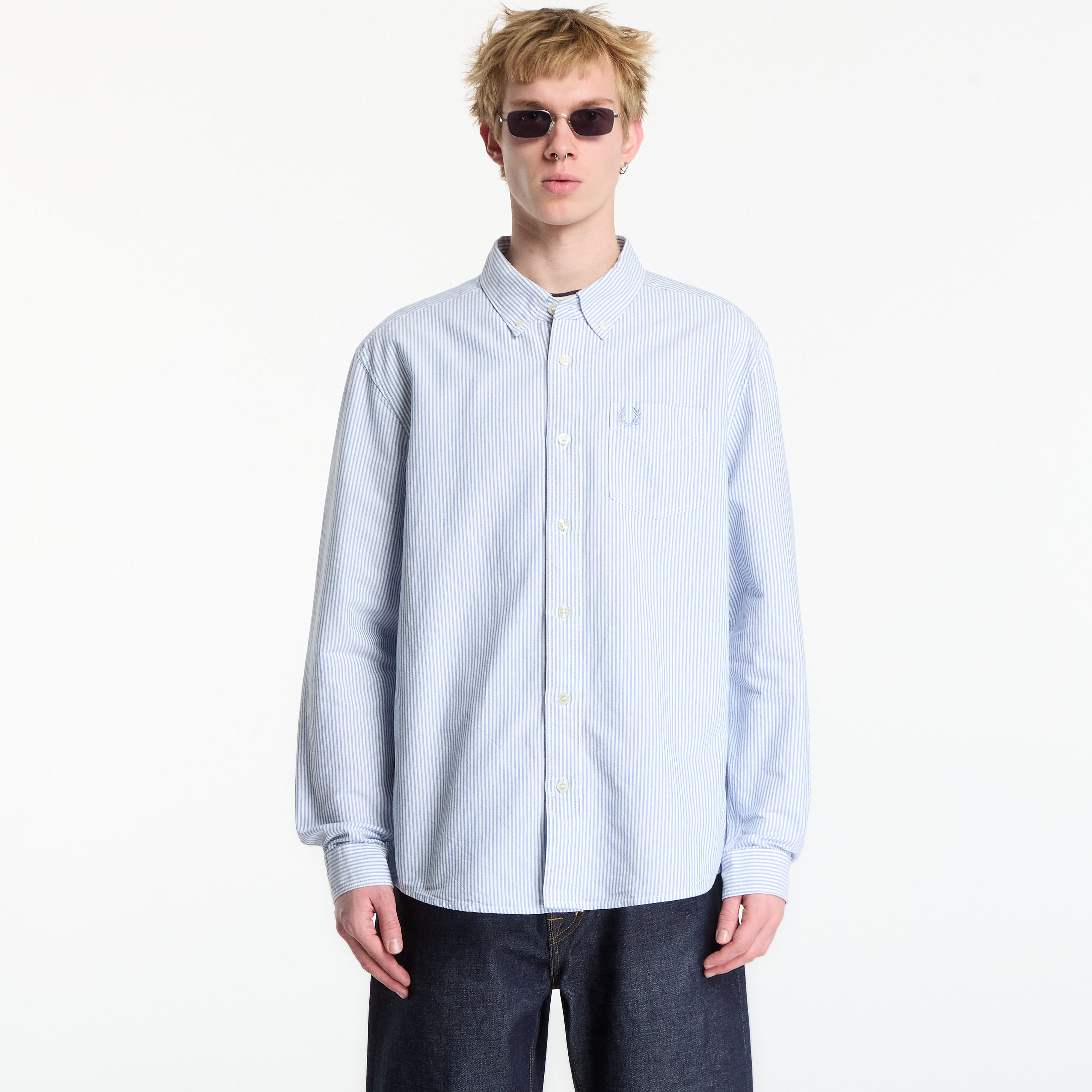 Skjorte FRED PERRY Relaxed Striped Oxford Shirt Light Smoke L