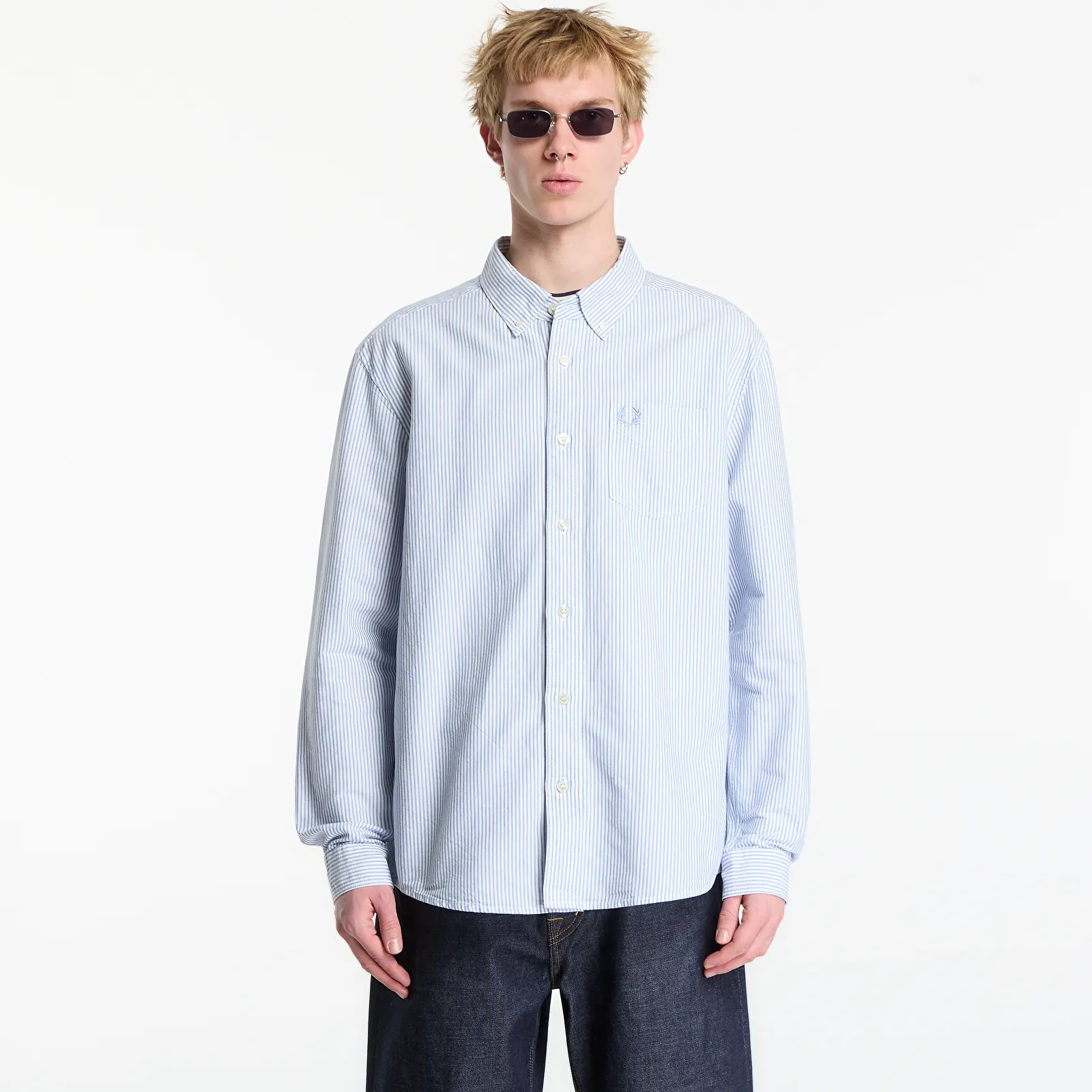 Ingek FRED PERRY Relaxed Striped Oxford Shirt Light Smoke