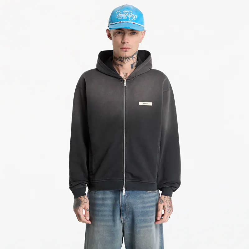 Sweatshirt Represent Logo Tape Zip-Through Hoodie UNISEX Stained Black