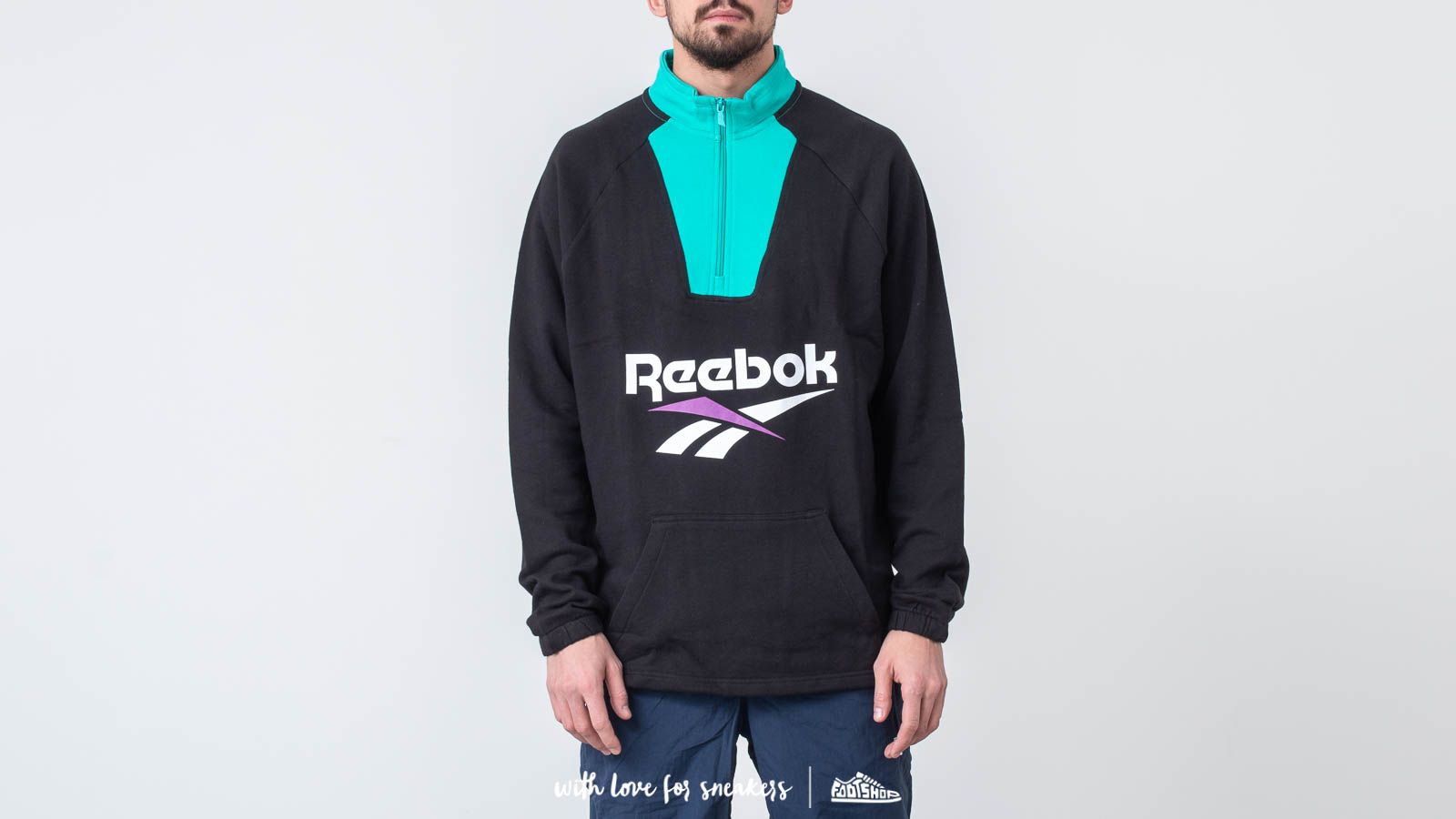 Kapucnis pulóverek és pulcsik Reebok Classic Vector 1/4 Zip Hoodie Black