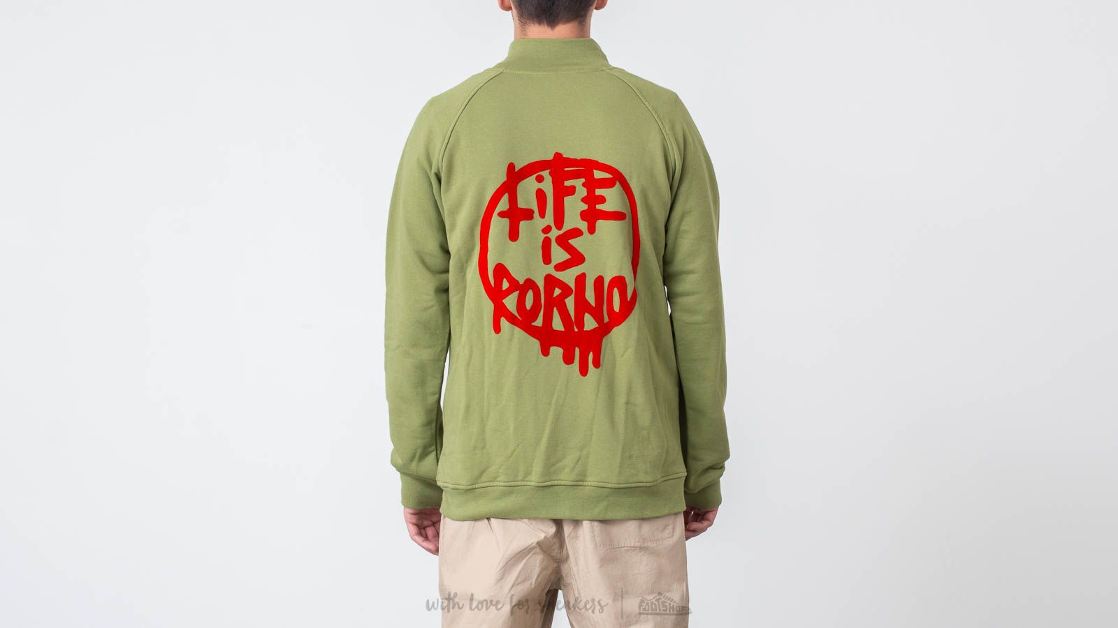 Mikiny Life Is Porno Track Jacket Red Flock