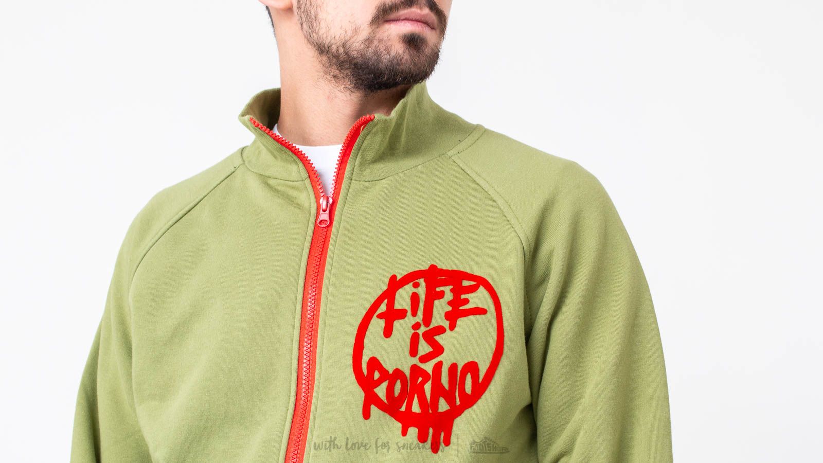 Mikiny Life Is Porno Track Jacket Red Flock