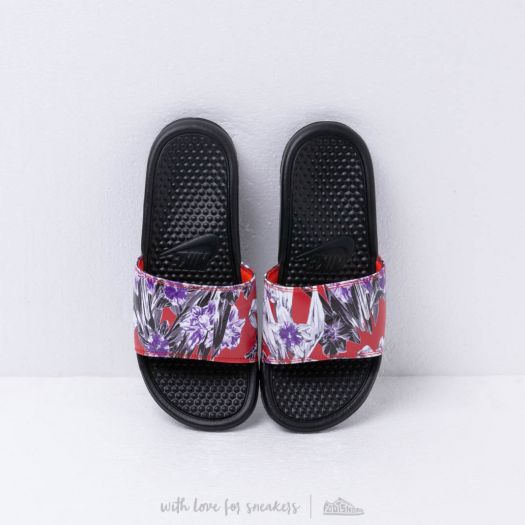 nike black floral slides