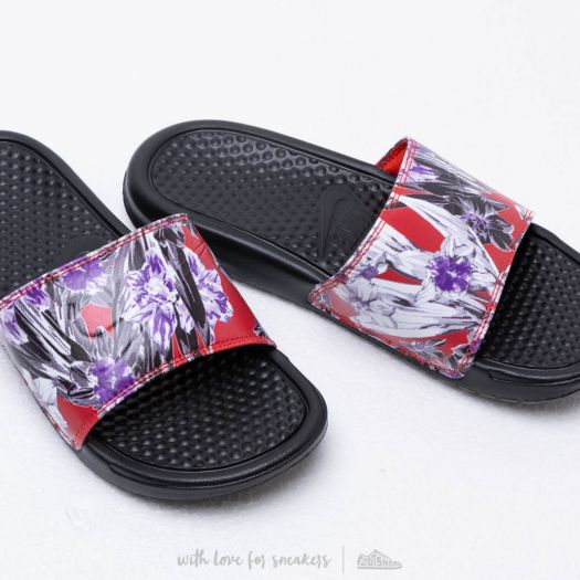 靴 NIKE WMNS BENASSI JDI PRINT 7 Women's shoes Nike Wmns Benassi Jdi Print Black/ Team Orange