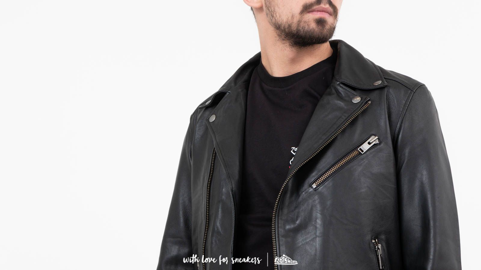 Selected biker leather top jacket