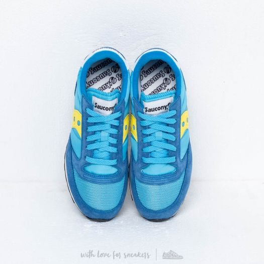 Saucony jazz original vintage trainers blue/yellow on sale