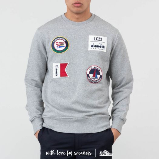 Hoodies and sweatshirts Diadora Sailing Patch Crewneck Light Middle Grey Melange Footshop