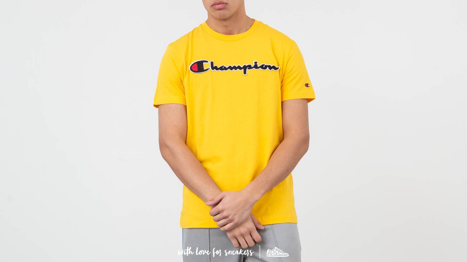 Champion yellow t shop shirt