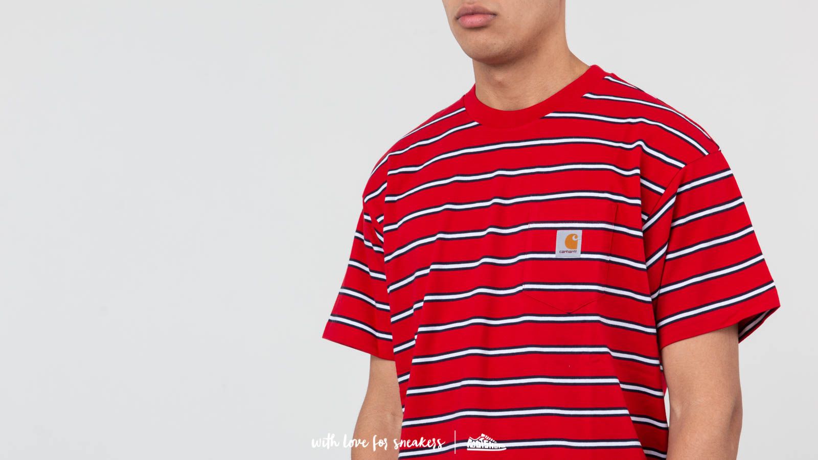 Tricouri Carhartt WIP Houston Pocket Tee Houston Stripe, Cardinal Stripe